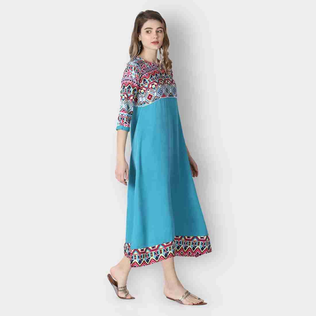     			GENERIC MR. AADIL RAZA COLLECTION Women Crepe Printed A-line Kurti ( Blue )