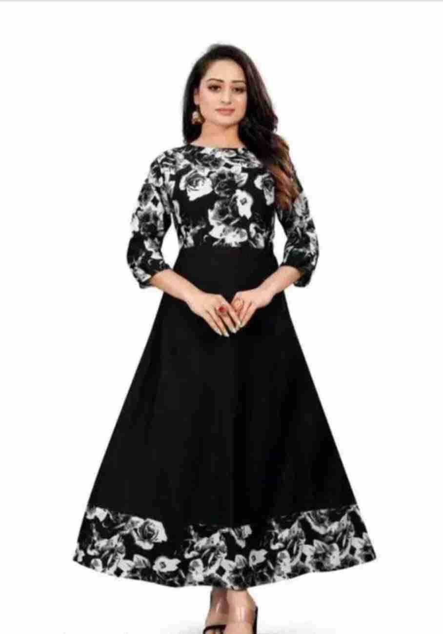     			GENERIC MR. AADIL RAZA COLLECTION Women Crepe Printed A-line Kurti ( Black )