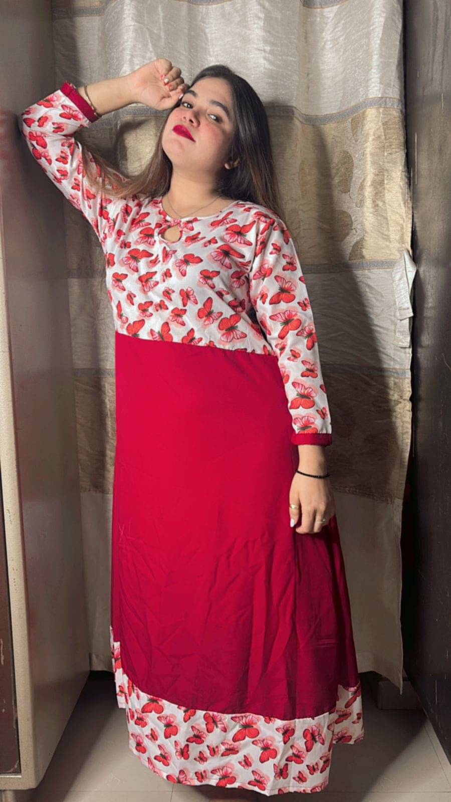    			GENERIC MR. AADIL RAZA COLLECTION Women Crepe Printed A-line Kurti ( Red )