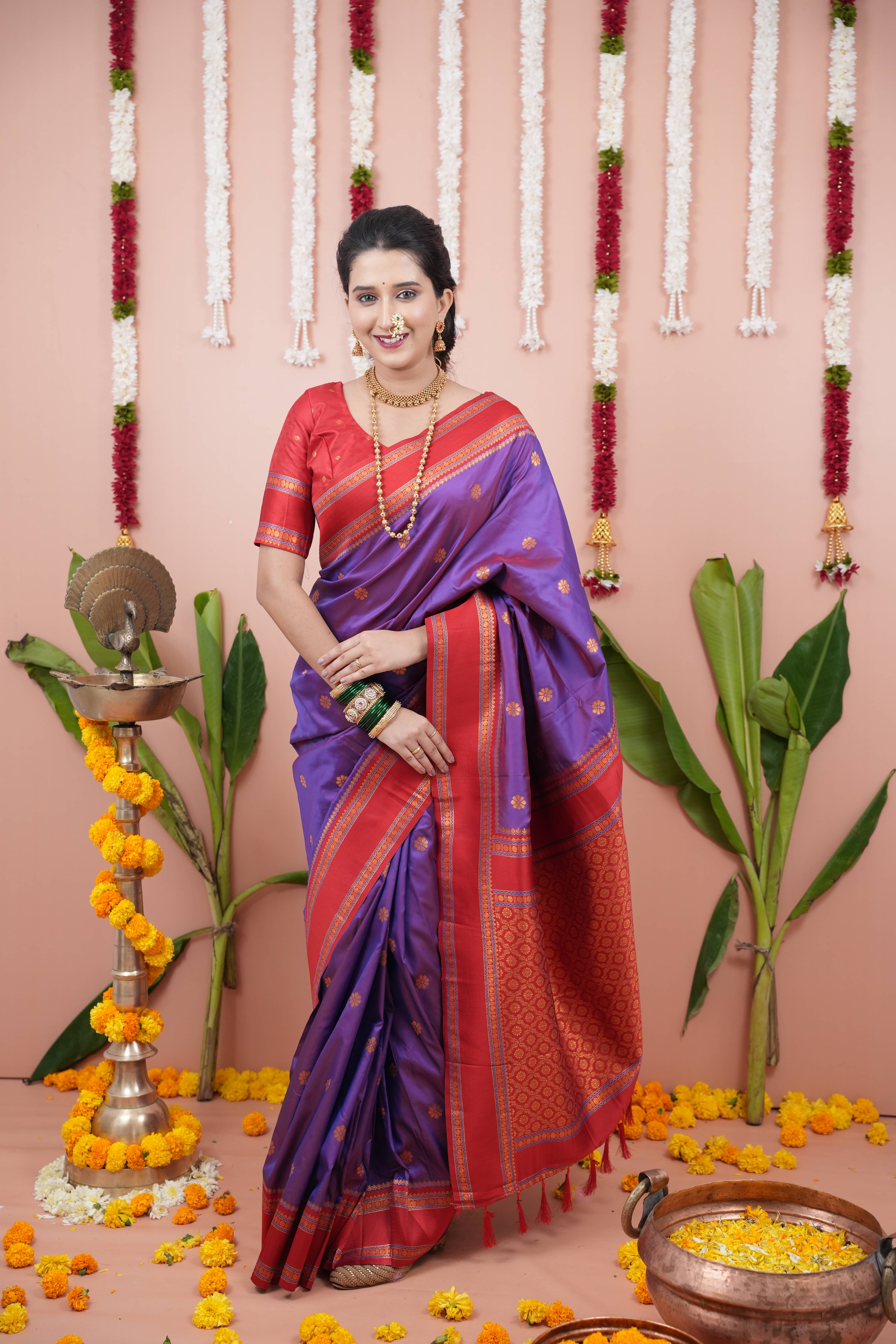     			INDIAN SILKS Viscose Printed Banarasi saree With Unstitched Blouse Piece ( Red )