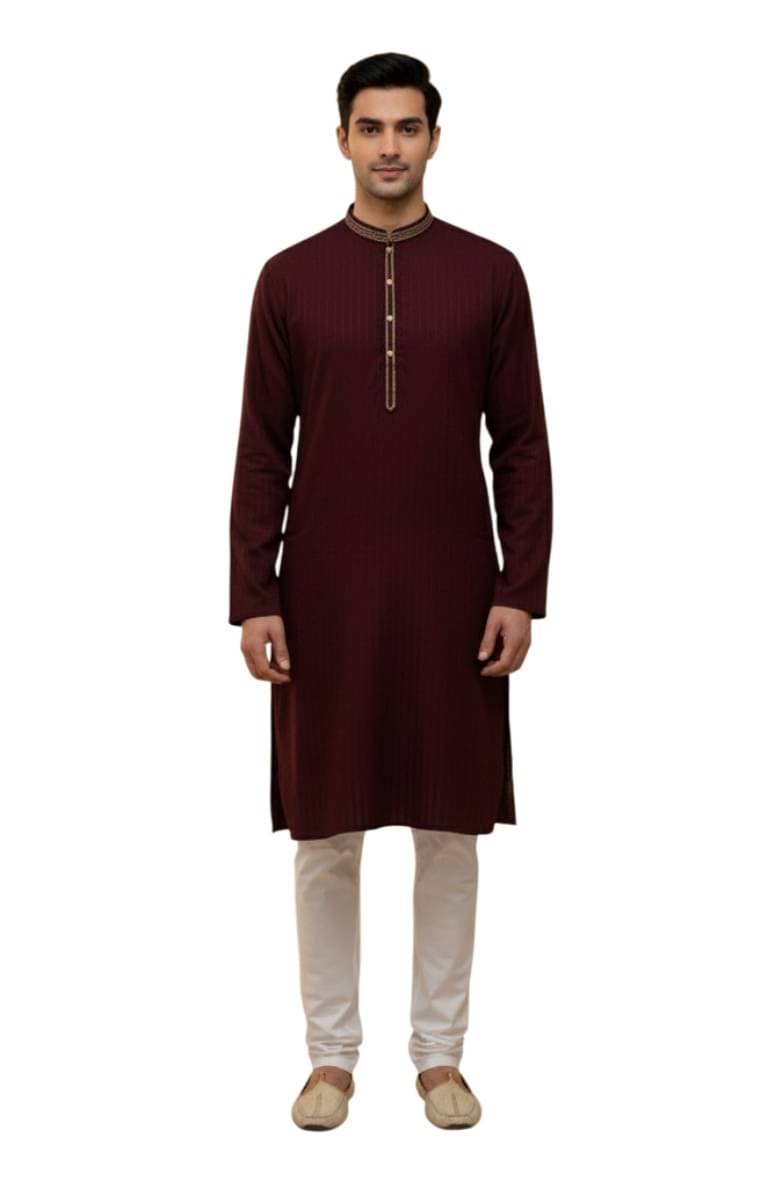 JUGG JUGG JEEYO Maroon Blended Fabric Regular Fit Men's Kurta Pyjama Set ( Pack of 1 ) JUGG JUGG JEEYO Maroon Blended Fabric Regular Fit Men's Kurta Pyjama Set ( Pack of 1 )