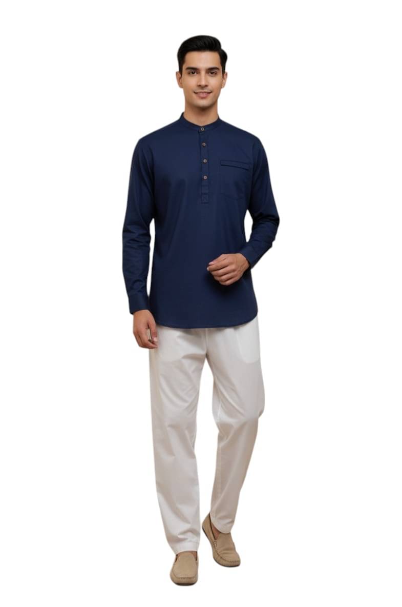 JUGG JUGG JEEYO Navy Blended Men's Regular Kurta ( Pack of 1 ) JUGG JUGG JEEYO Navy Blended Men's Regular Kurta ( Pack of 1 )