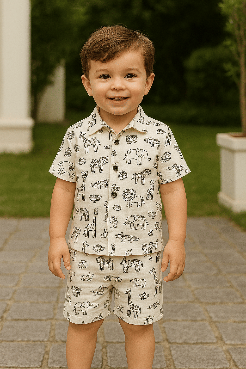 JetpurCollection Cotton Blend Printed Shirt With Shorts Co-Ord Set For Boys ( Multicolor ) JetpurCollection Cotton Blend Printed Shirt With Shorts Co-Ord Set For Boys ( Multicolor )