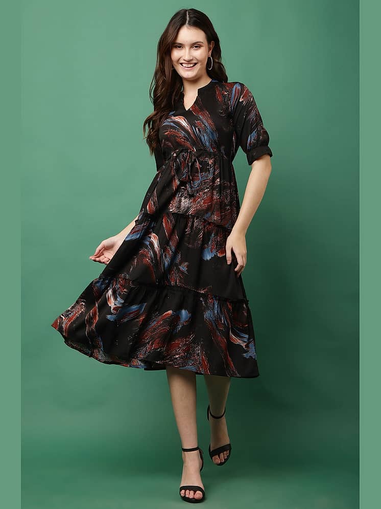 Buy Raabta Fashion Women Georgette Printed Fit & Flare Dress ( Black ) - Price 431 | Best Deals Online at Snapdeal Buy Raabta Fashion Women Georgette Printed Fit & Flare Dress ( Black ) - Price 431 | Best Deals Online at Snapdeal