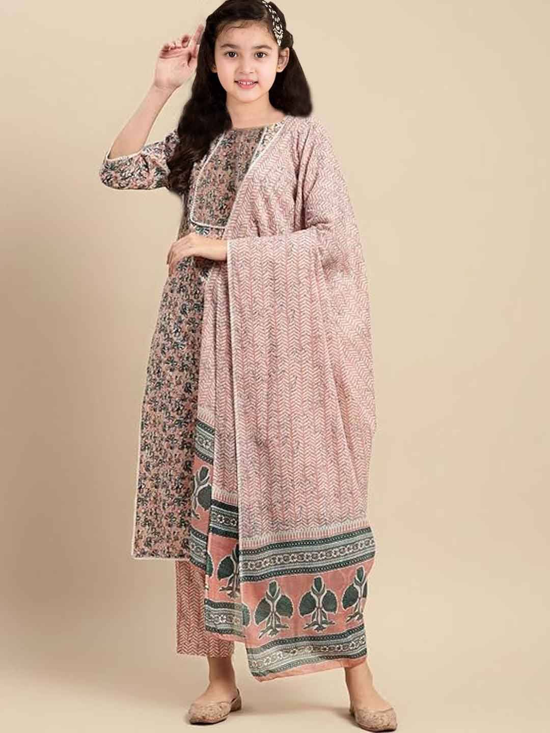     			KV Fashion Girls Rayon Kurti with Pants ( Pack of 1 , PeachPuff )