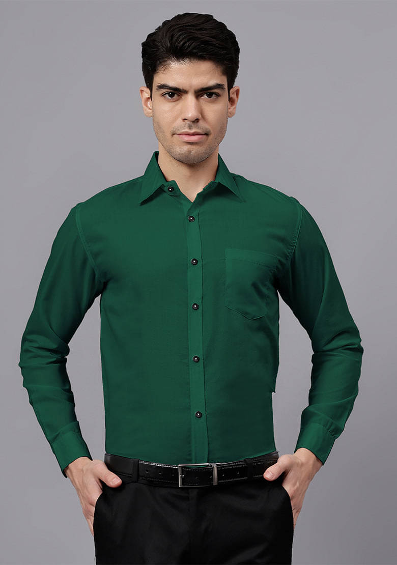 LENIA Cotton Blend Slim Fit Full Sleeves Men's Formal Shirt - Green ( Pack of 1 )     			LENIA Cotton Blend Slim Fit Full Sleeves Men's Formal Shirt - Green ( Pack of 1 )