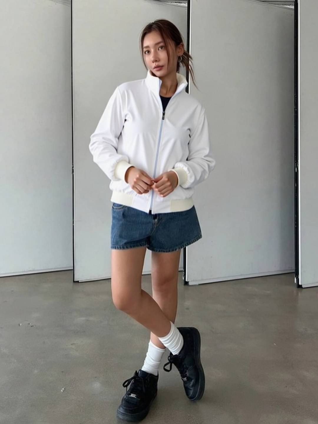     			MAYKR - Polyester Blend White Bomber Jackets Pack of 1