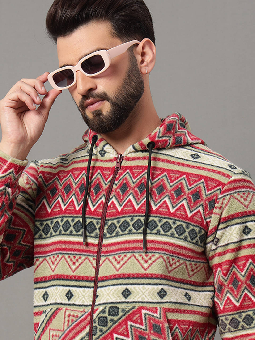     			OAKWYN Fleece Hooded Men's Sweatshirt - Cream ( Pack of 1 )