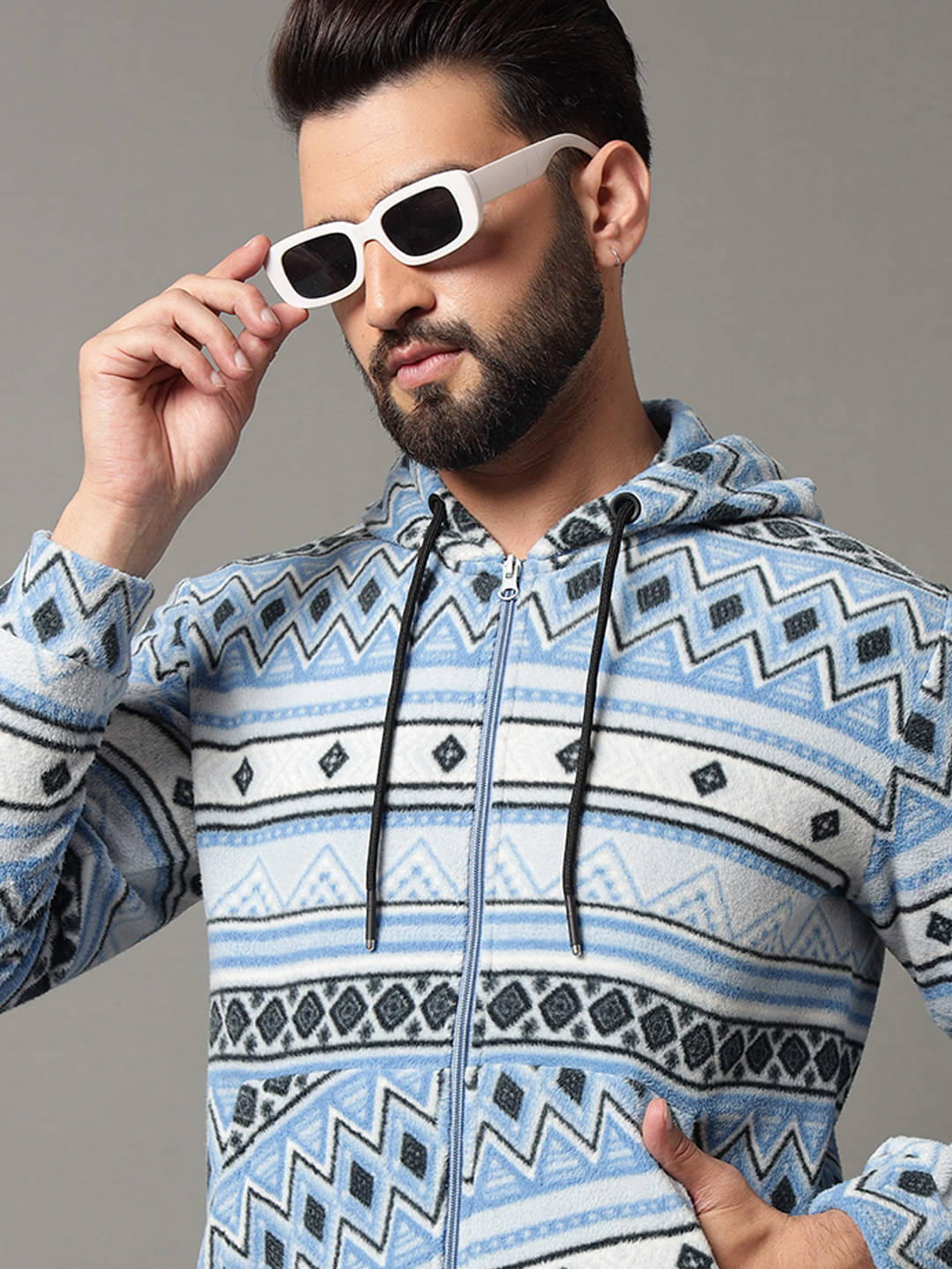     			OAKWYN Fleece Hooded Men's Sweatshirt - Turquoise ( Pack of 1 )