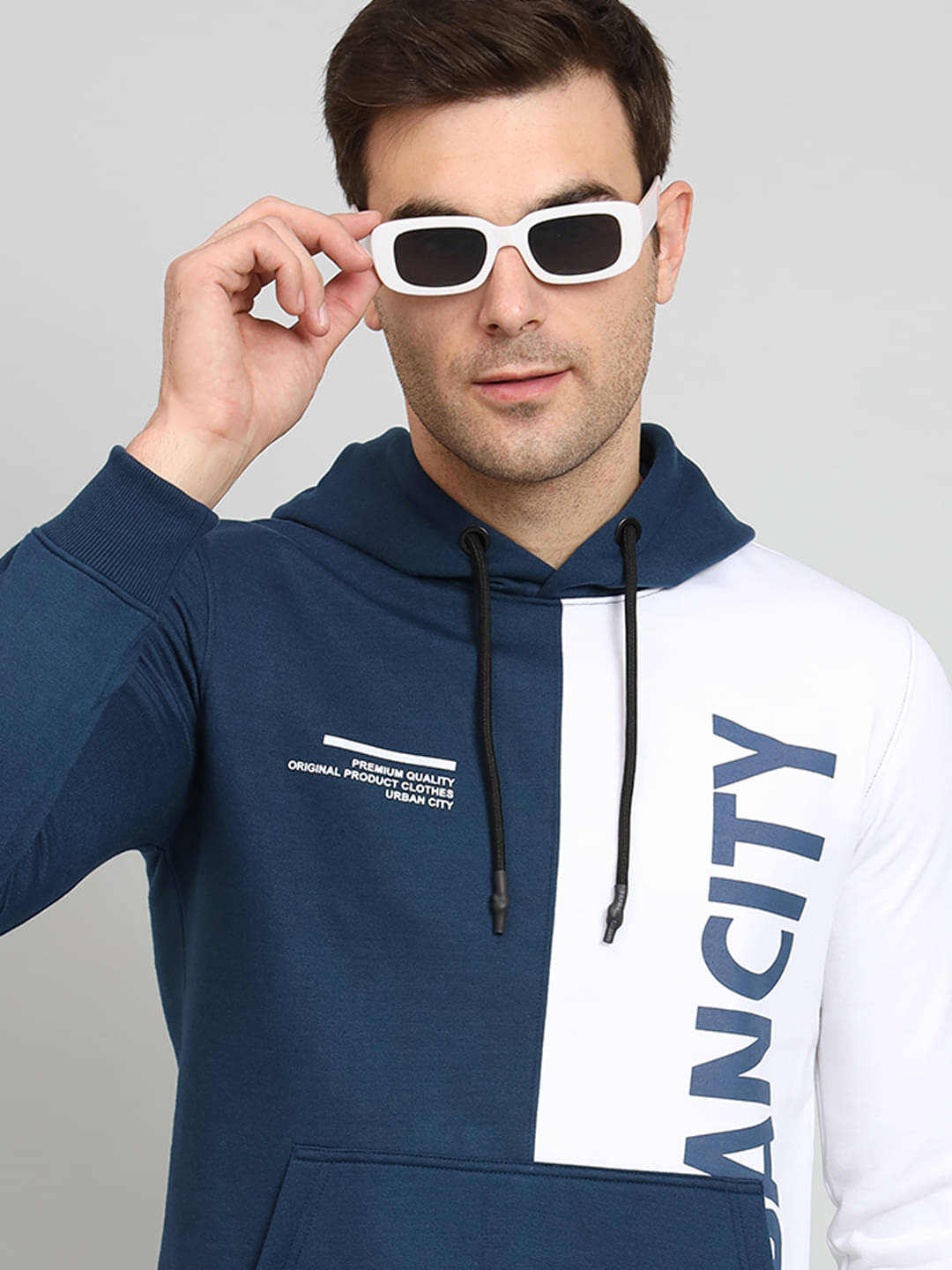     			OAKWYN Fleece Hooded Men's Sweatshirt - Blue ( Pack of 1 )