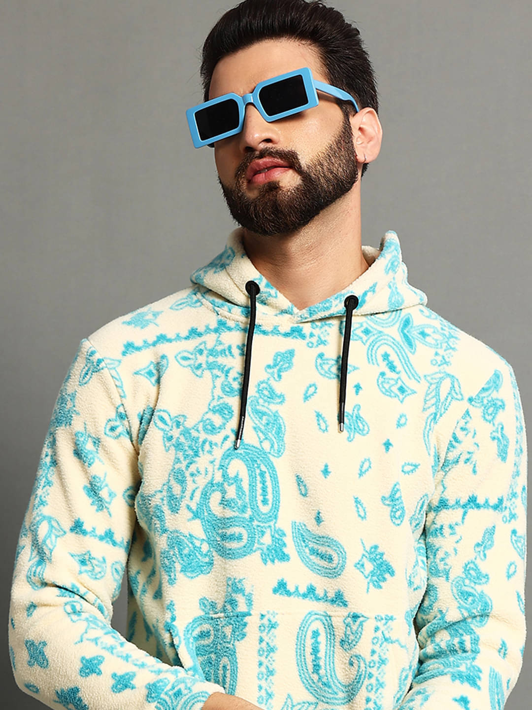     			OAKWYN Fleece Hooded Men's Sweatshirt - Turquoise ( Pack of 1 )