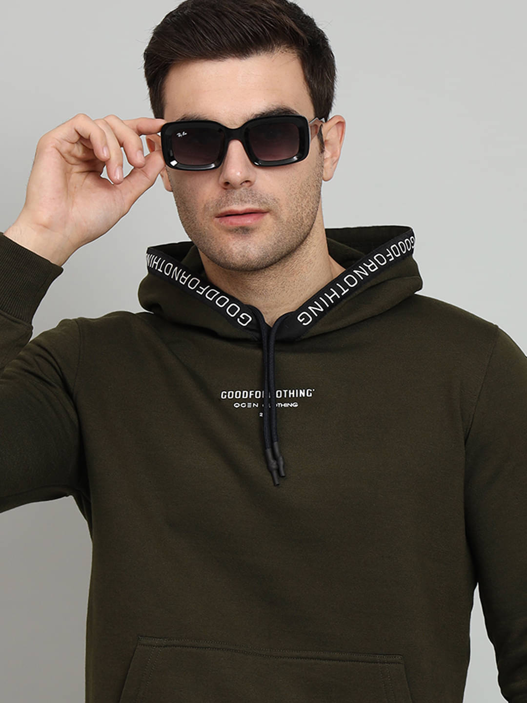 OAKWYN Fleece Hooded Men's Sweatshirt - Olive ( Pack of 1 )     			OAKWYN Fleece Hooded Men's Sweatshirt - Olive ( Pack of 1 )