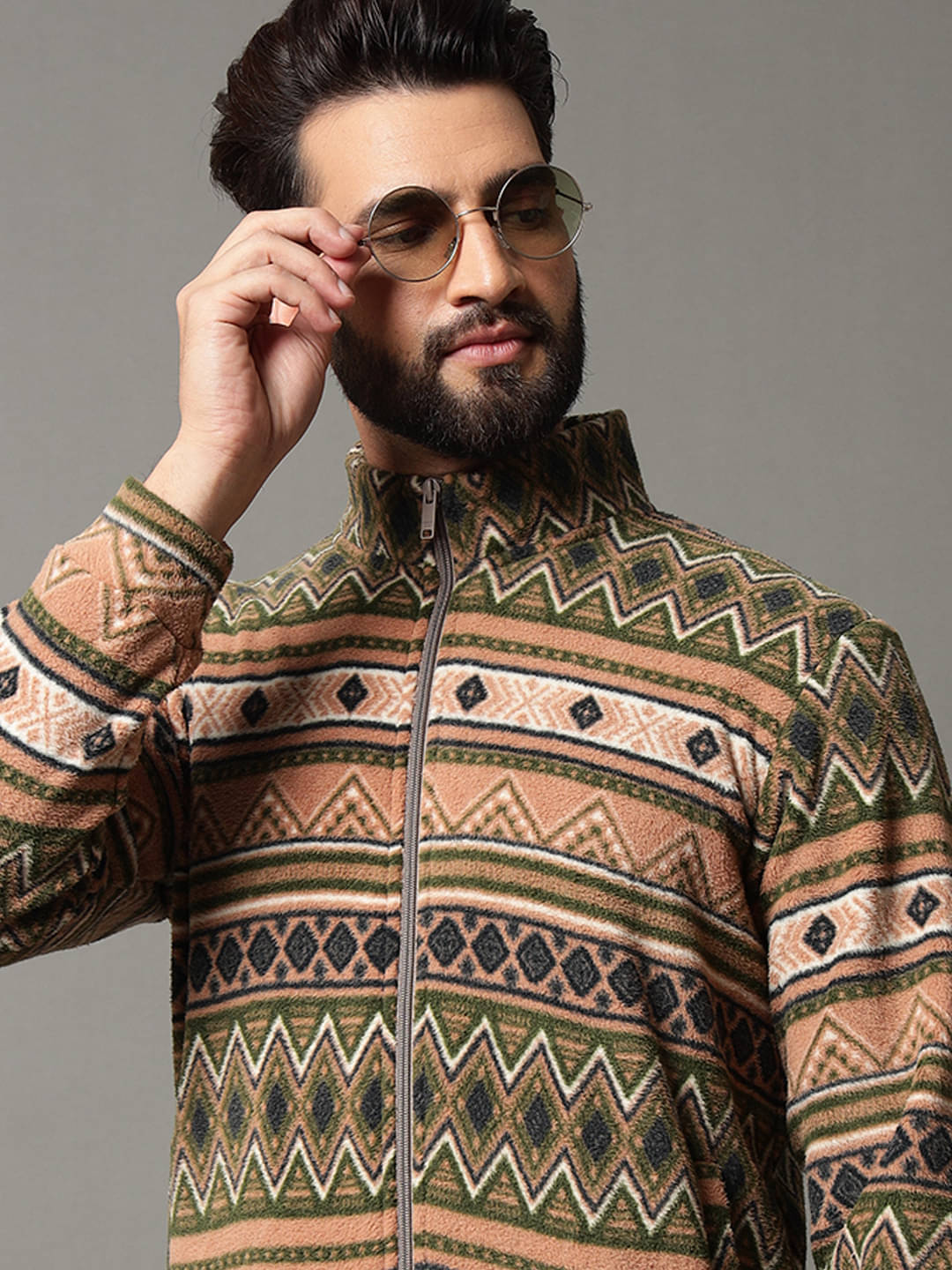 OAKWYN Fleece Mandarin Collar Men's Sweatshirt - Beige ( Pack of 1 ) OAKWYN Fleece Mandarin Collar Men's Sweatshirt - Beige ( Pack of 1 )
