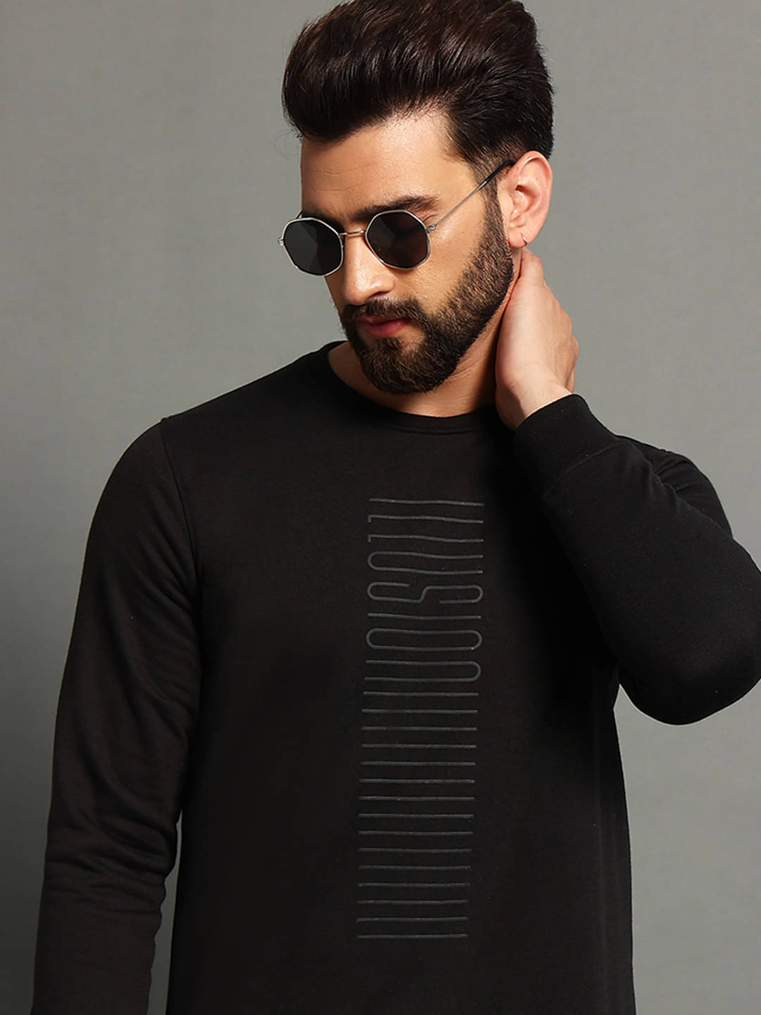     			OAKWYN Fleece Round Neck Men's Sweatshirt - Black ( Pack of 1 )