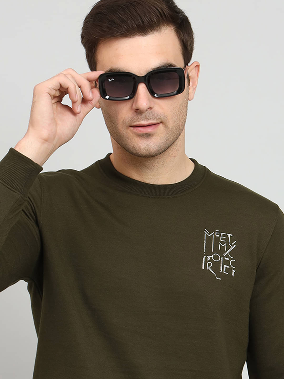     			OAKWYN Fleece Round Neck Men's Sweatshirt - Olive ( Pack of 1 )