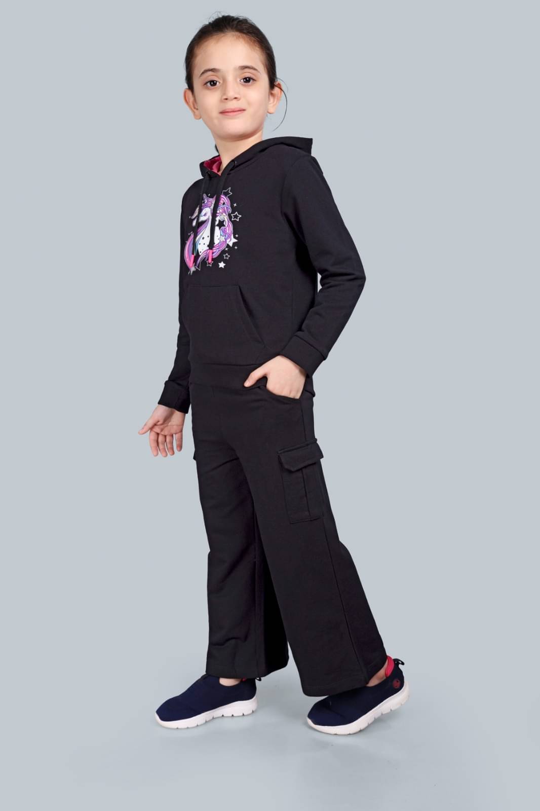     			PLUM TREE Pack of 1 Girls Cotton Cargos ( Black )