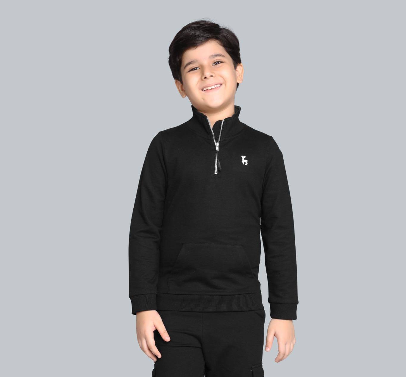     			PLUM TREE Pack of 1 Boys Cotton Sweatshirt ( Black )