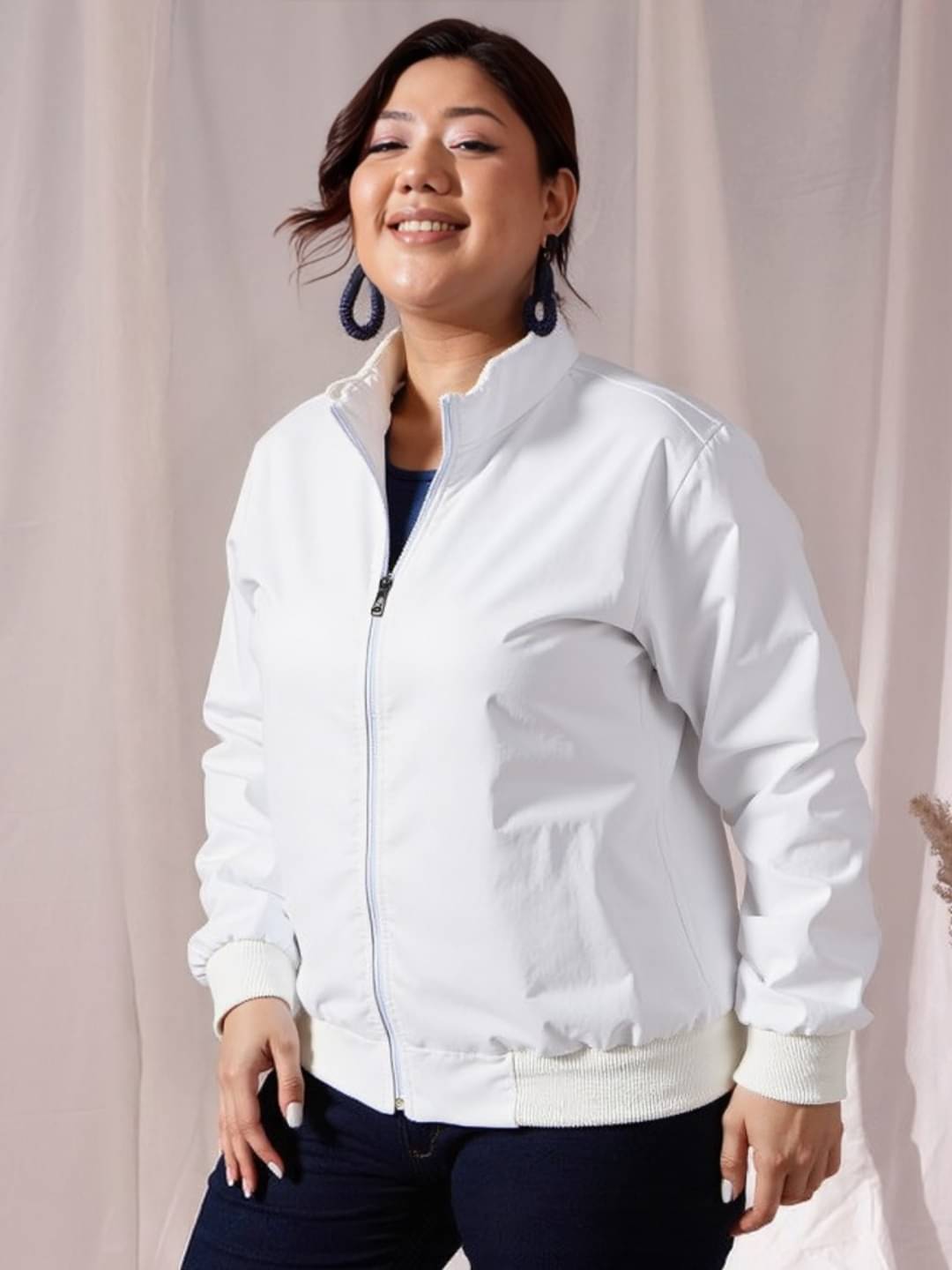     			THECLASSICTOGS - Polyester Blend White Bomber Jackets Pack of 1