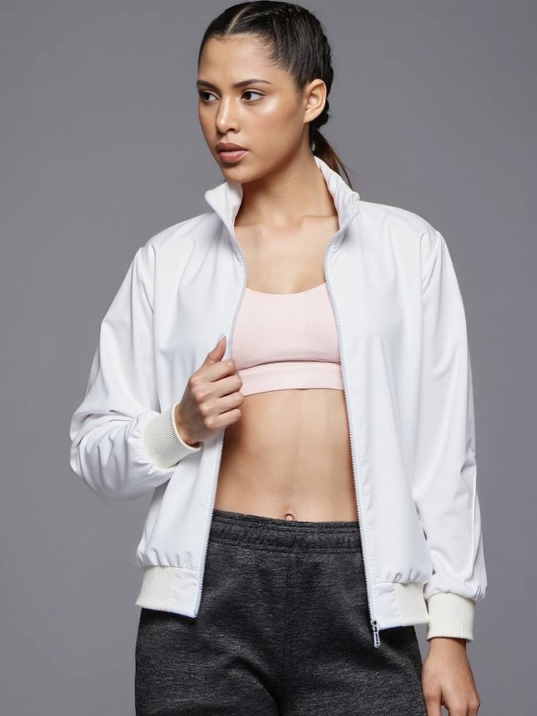     			THECLASSICTOGS - Polyester Blend White Bomber Jackets Pack of 1