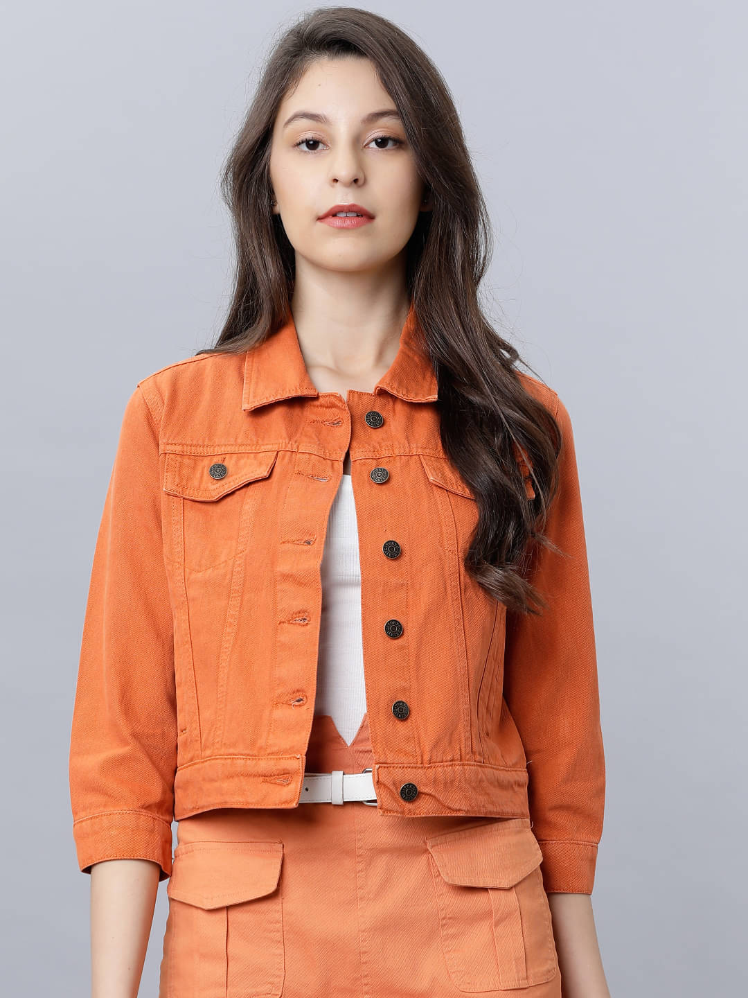     			Tokyo Talkies - Cotton Orange Denim Jacket