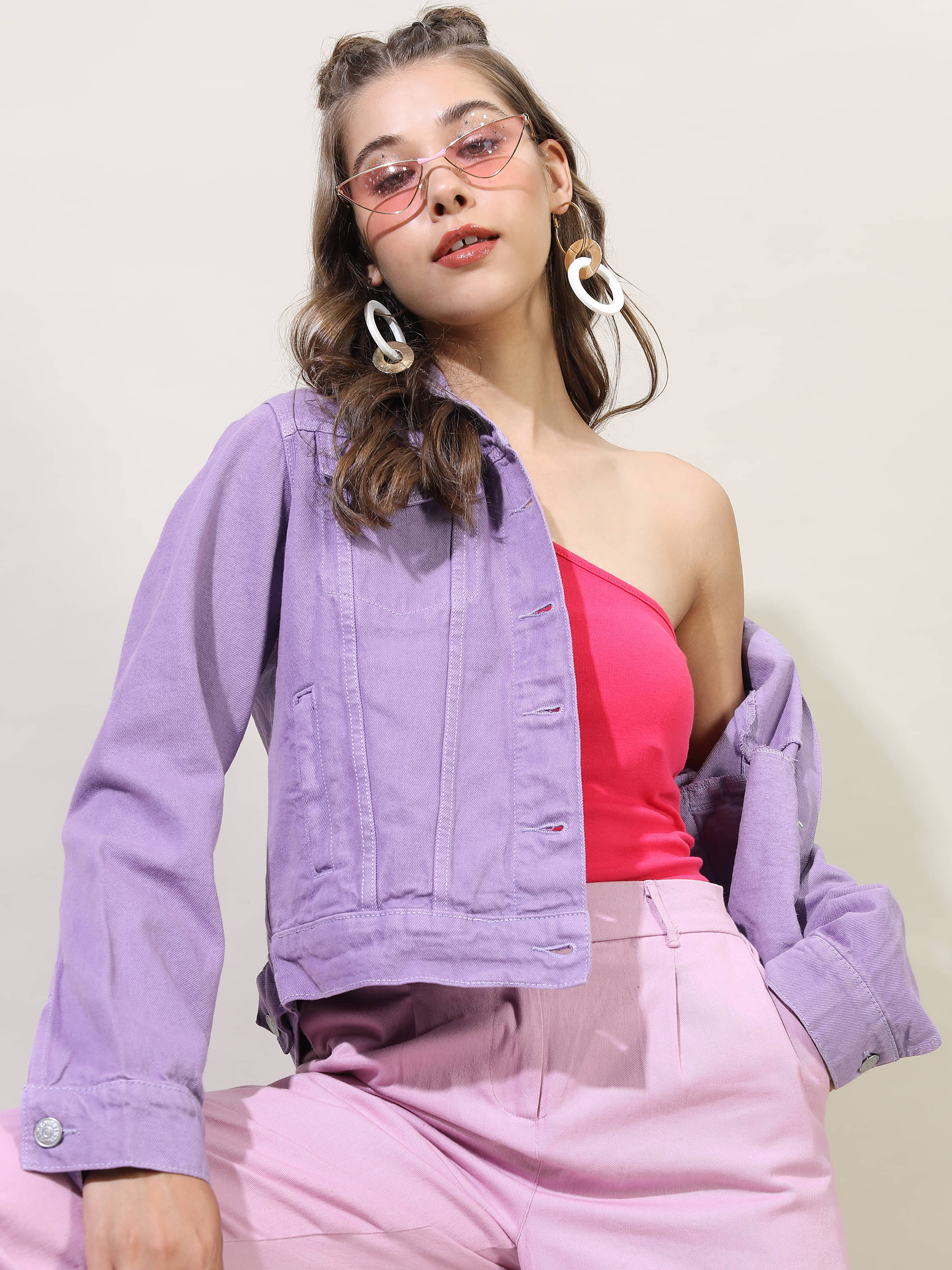     			Tokyo Talkies - Cotton Purple Denim Jacket
