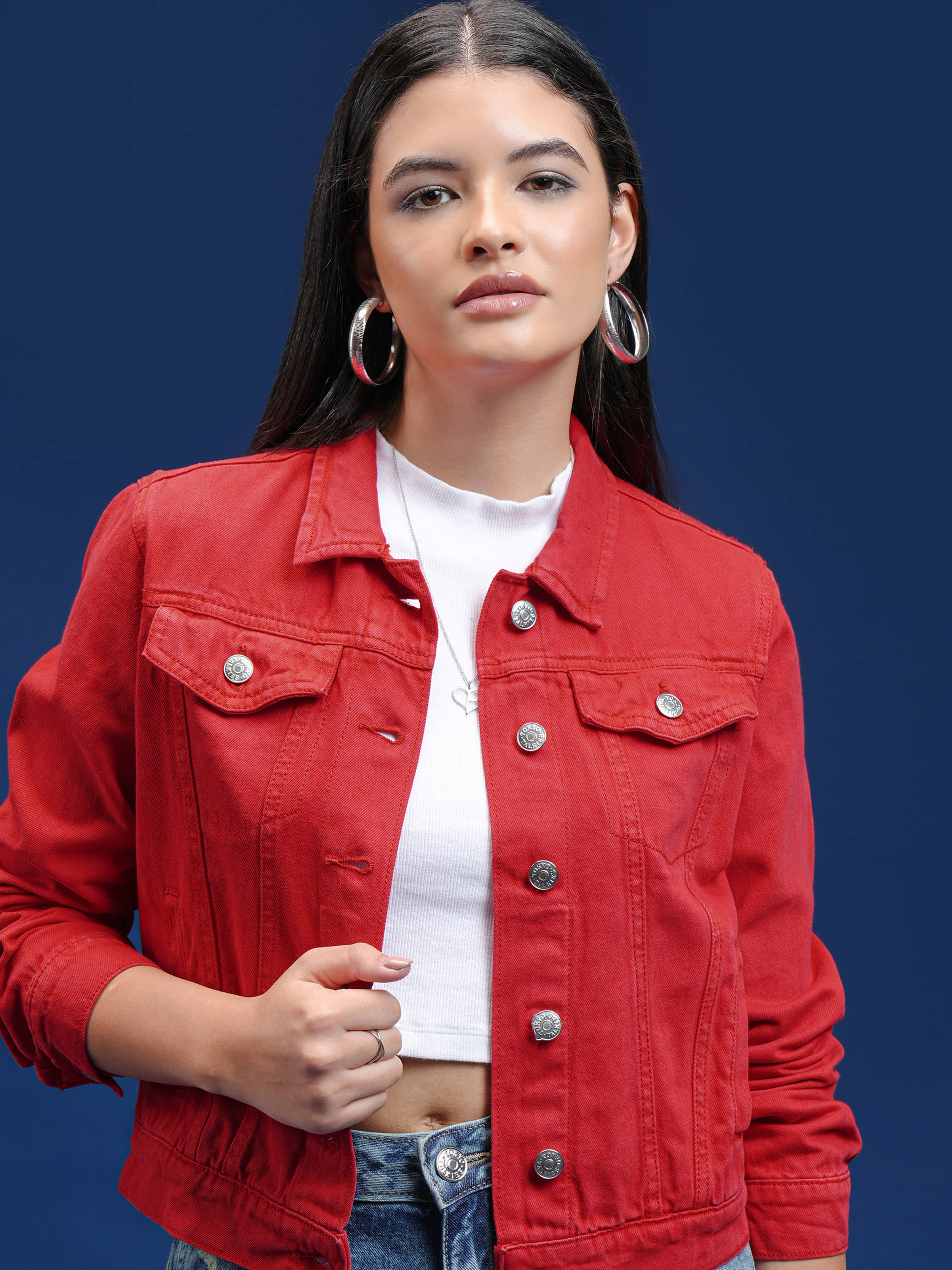     			Tokyo Talkies Women Denim Jacket ( Red )