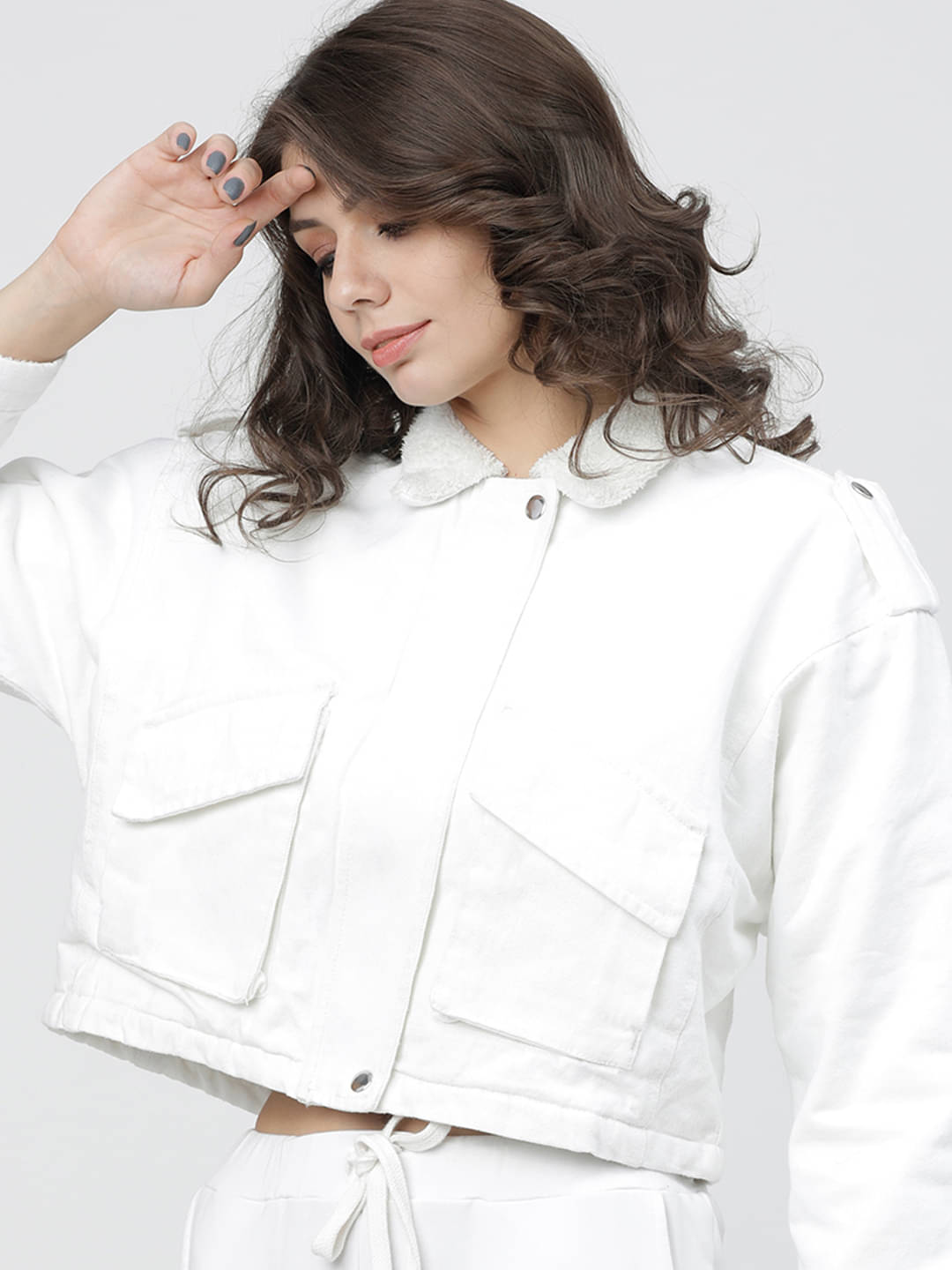     			Tokyo Talkies - Cotton White Denim Jacket