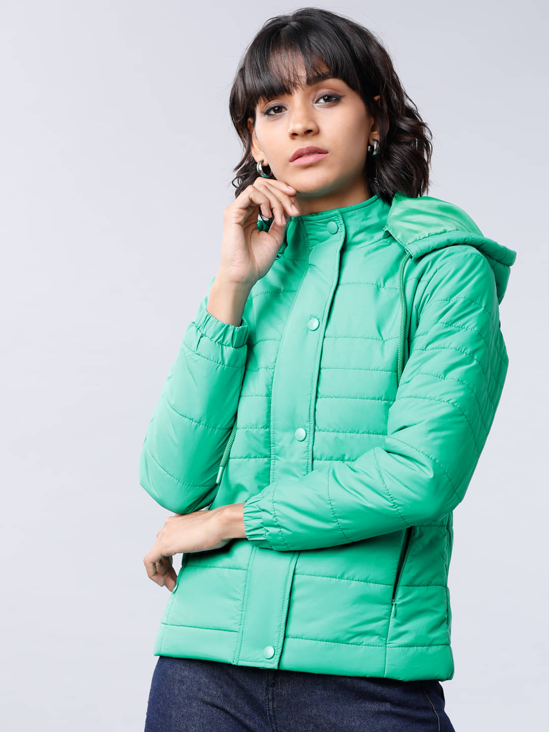     			Tokyo Talkies - Polyester Blend Green Quilted/Padded Jackets