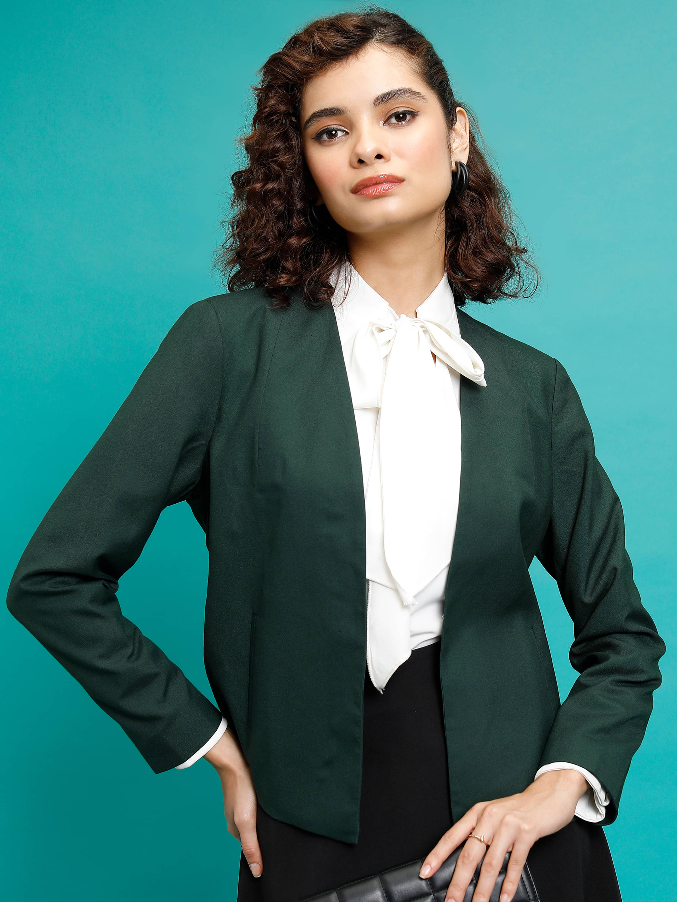     			Tokyo Talkies - Polyester Blend Green Blazers
