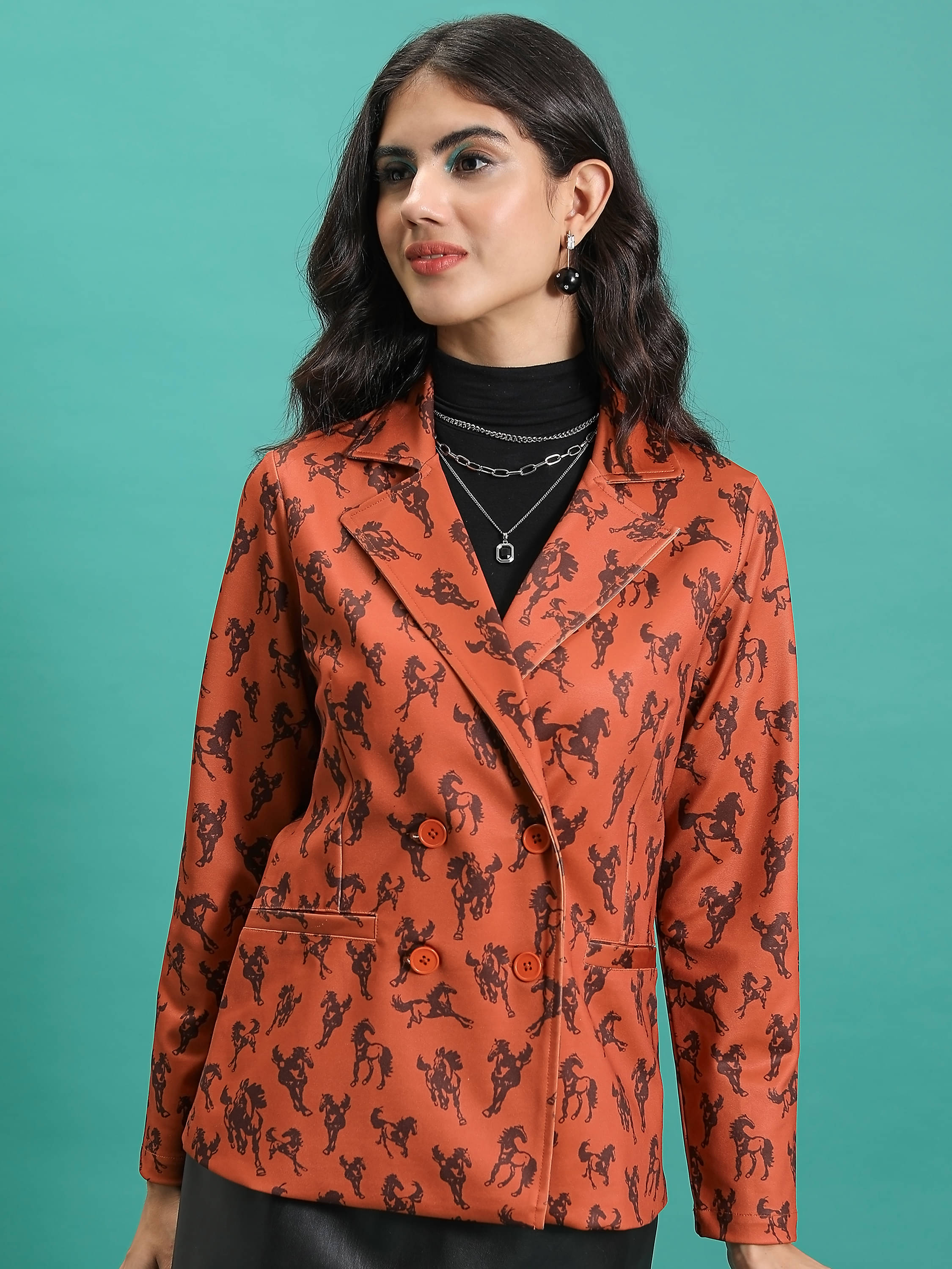     			Tokyo Talkies - Polyester Blend Orange Blazers