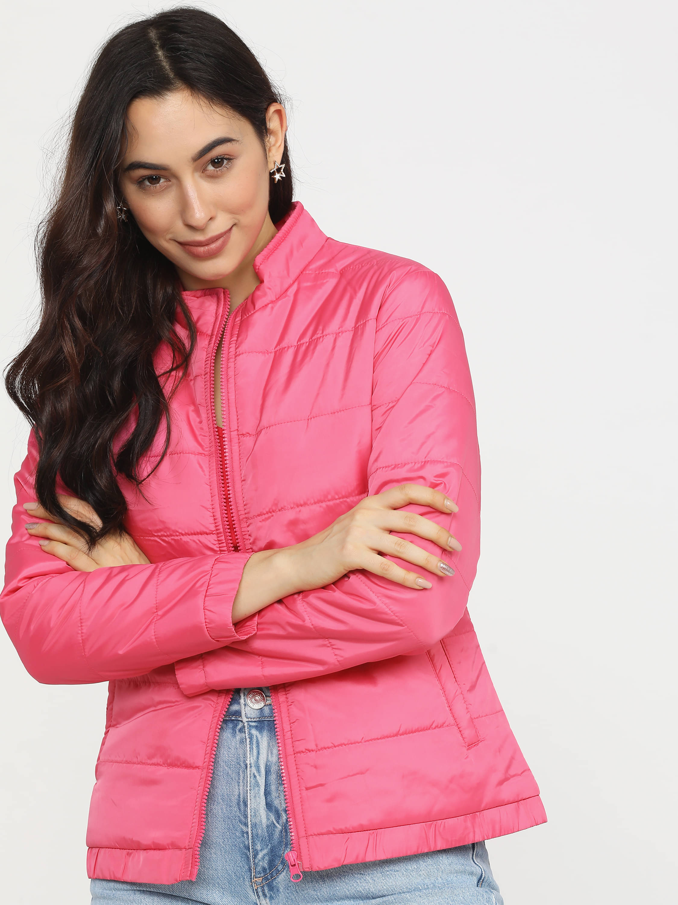 Tokyo Talkies - Polyester Blend Pink Quilted/Padded Jackets Tokyo Talkies - Polyester Blend Pink Quilted/Padded Jackets