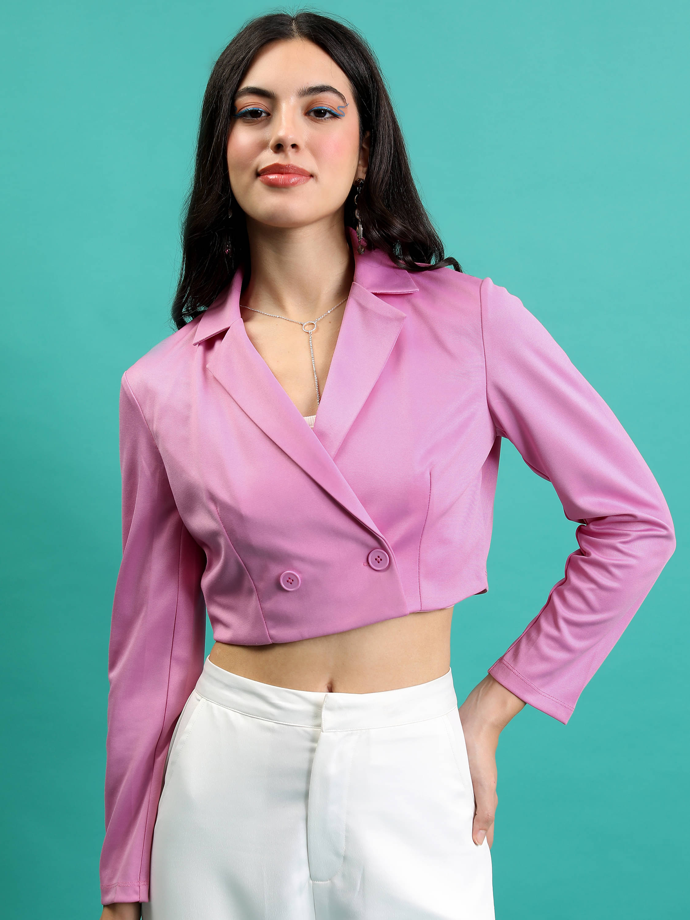     			Tokyo Talkies - Polyester Blend Pink Blazers