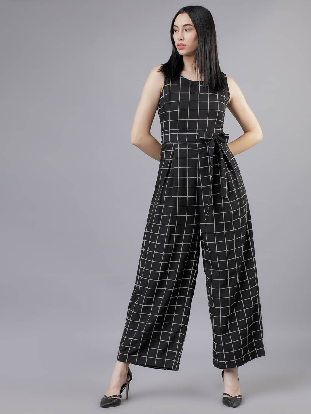 Tokyo Talkies Women Checks Polyester Jumpsuit ( Multicolor )     			Tokyo Talkies Women Checks Polyester Jumpsuit ( Multicolor )