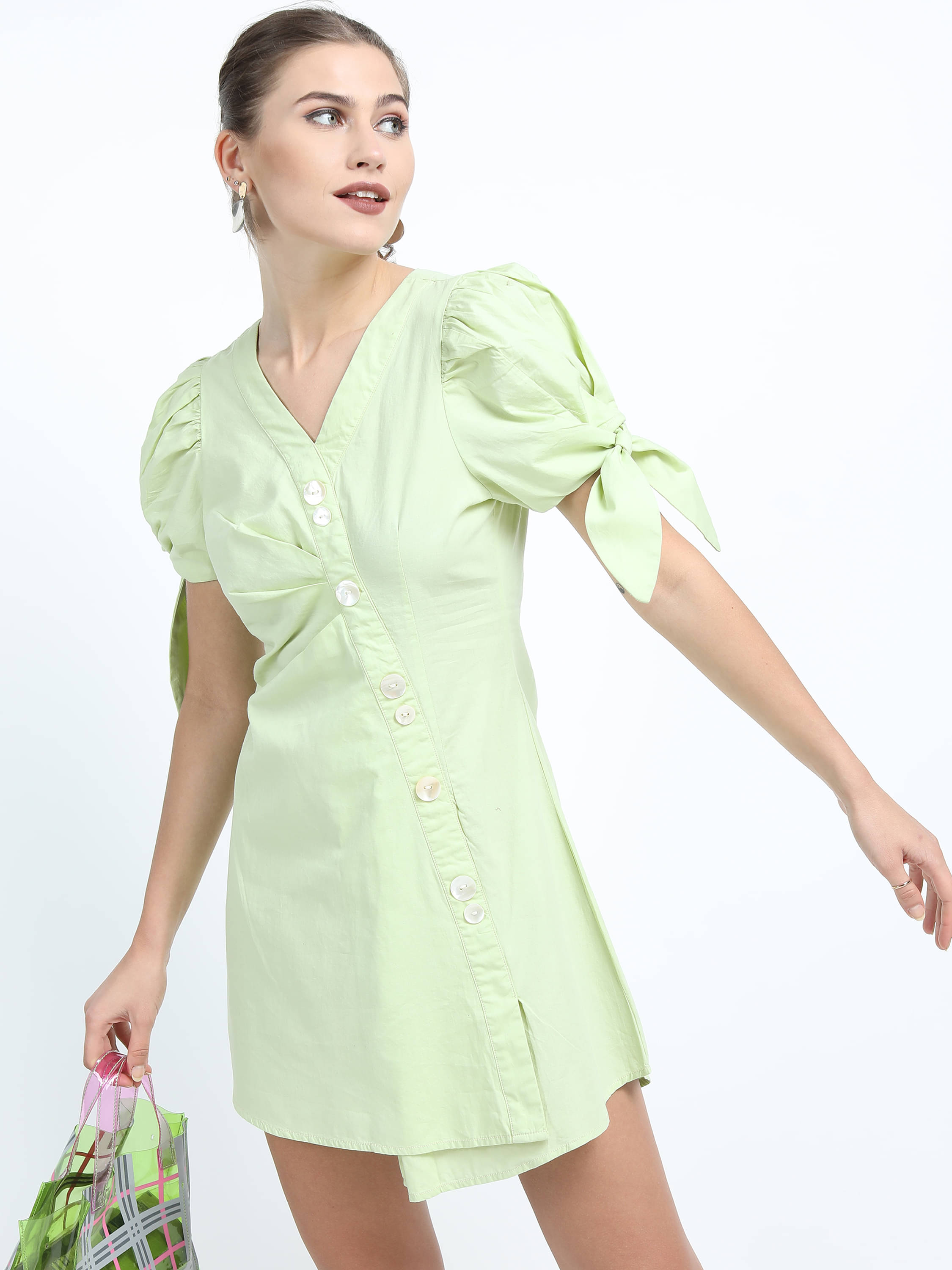     			Tokyo Talkies Women Cotton Solid Fit & Flare Dress ( Green )