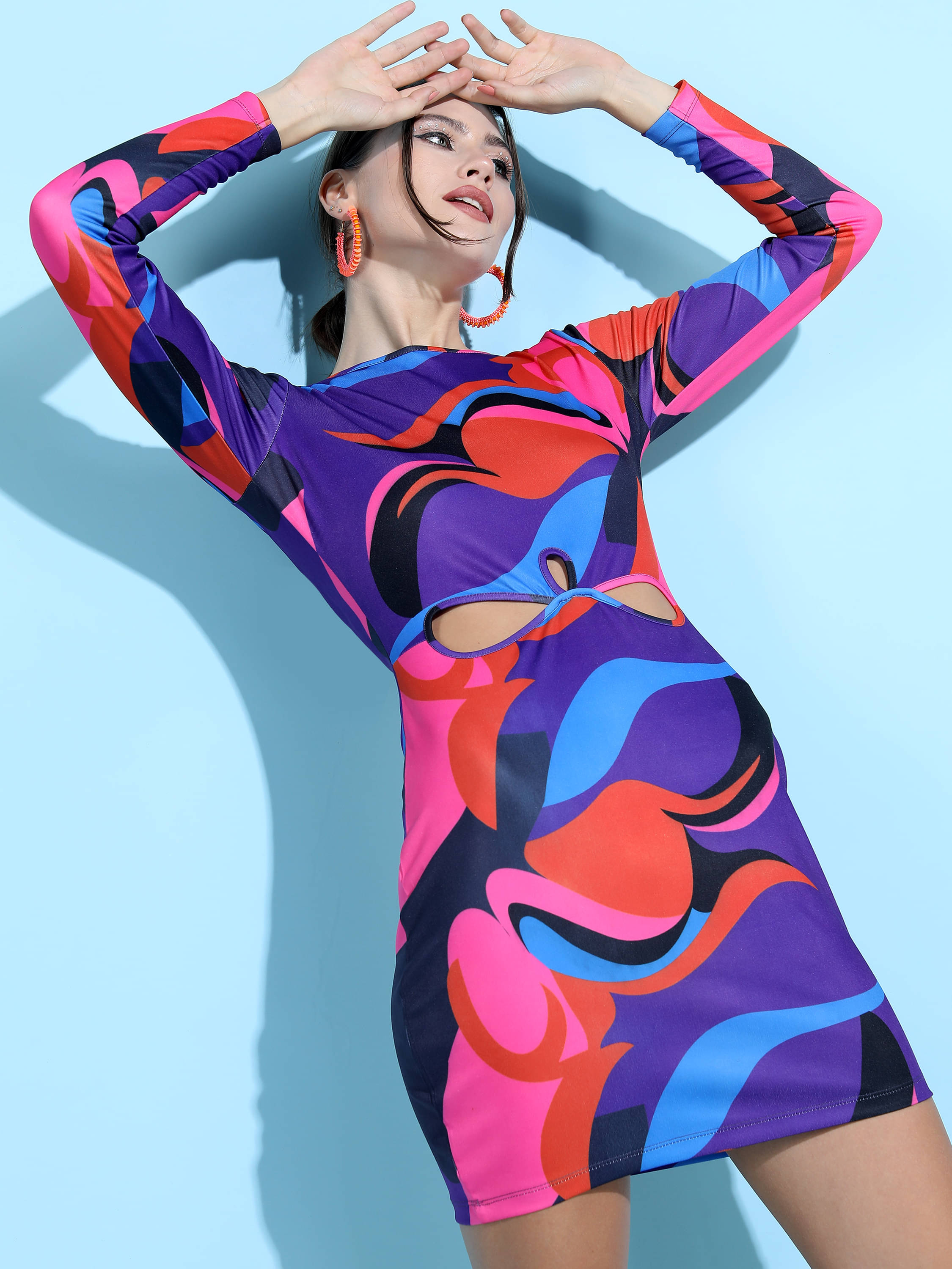 Tokyo Talkies Women Polyester Blend Solid Bodycon Dress ( Purple ) Tokyo Talkies Women Polyester Blend Solid Bodycon Dress ( Purple )
