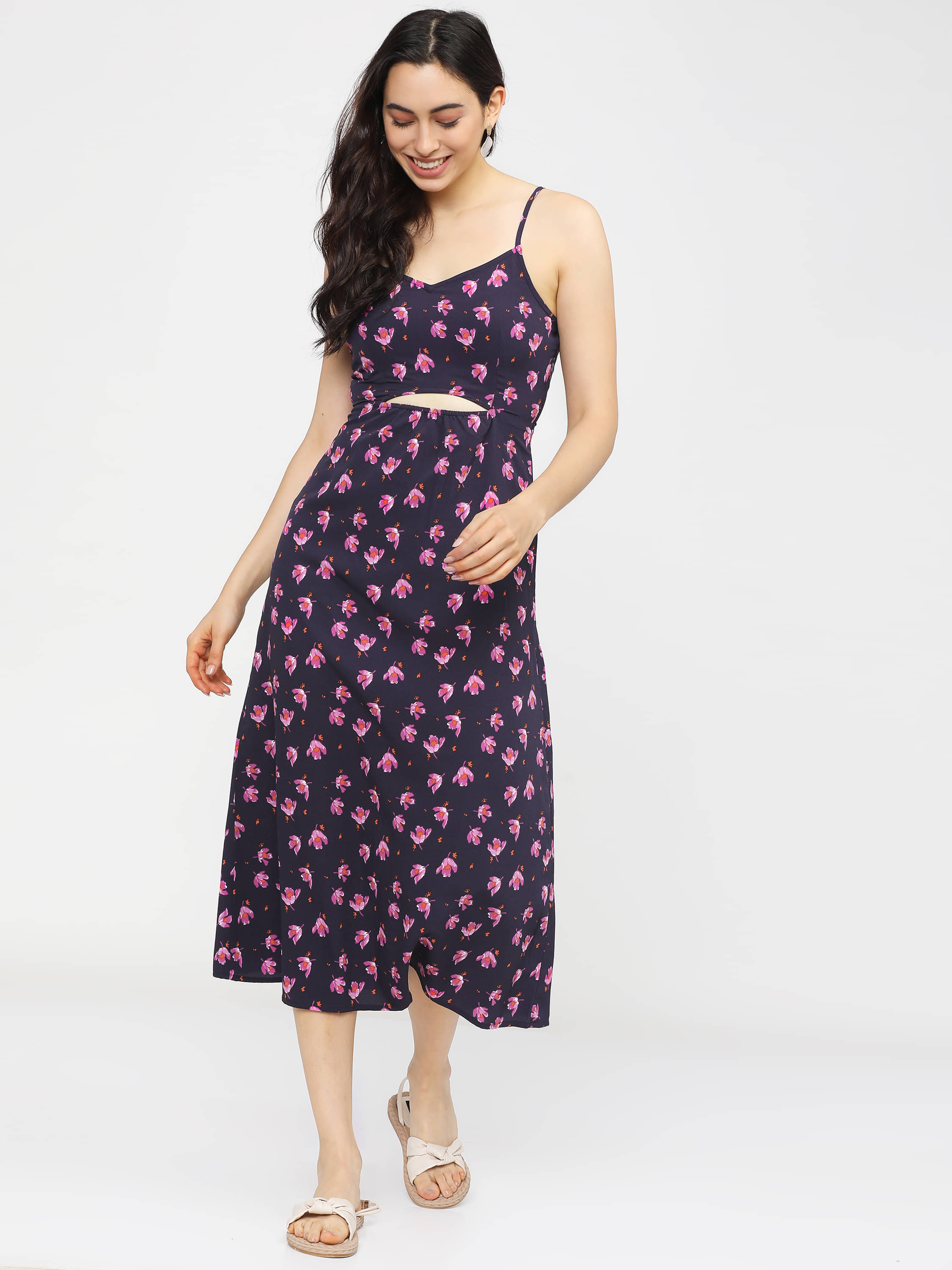 Tokyo Talkies Women Polyester Printed A-line Dress ( Green ) Tokyo Talkies Women Polyester Printed A-line Dress ( Green )