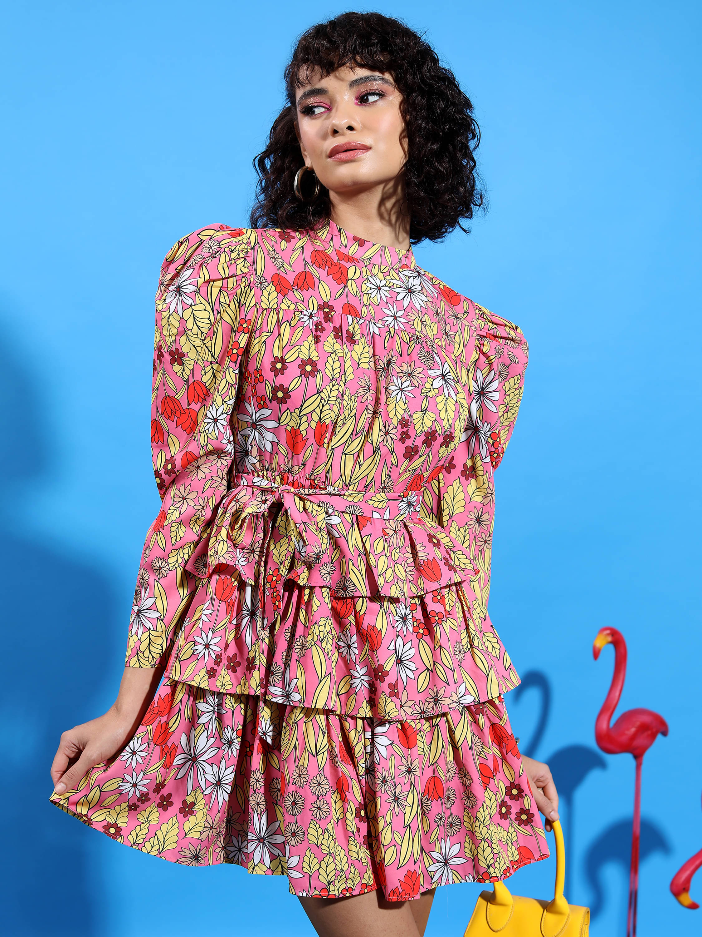 Tokyo Talkies Women Polyester Printed Fit & Flare Dress ( Pink ) Tokyo Talkies Women Polyester Printed Fit & Flare Dress ( Pink )