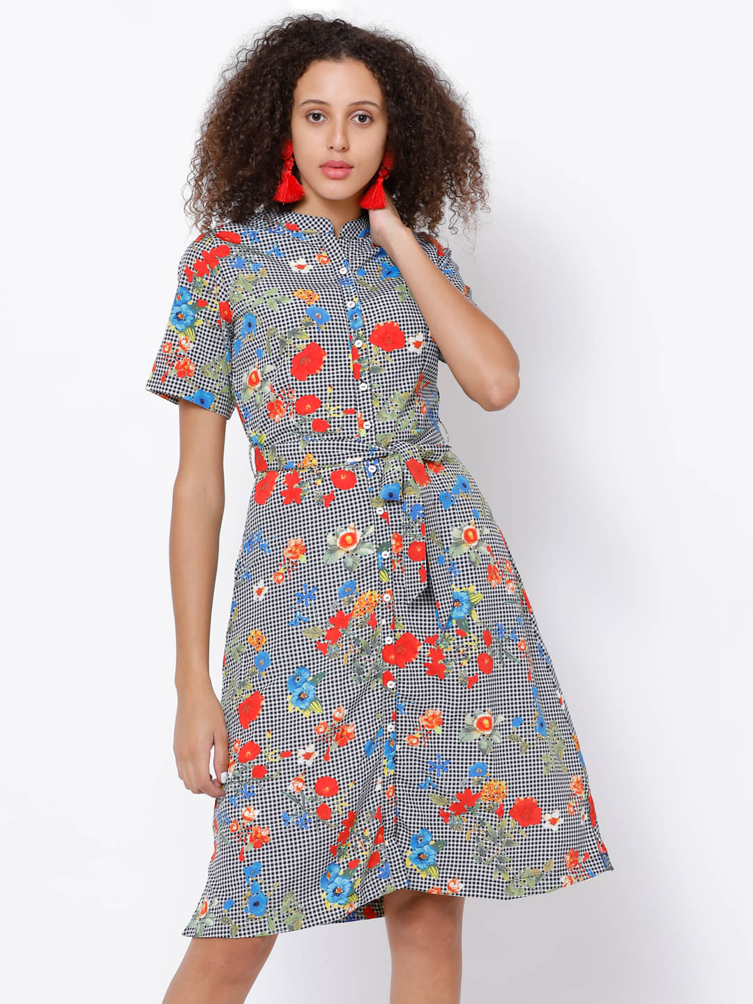     			Tokyo Talkies Women Polyester Printed Shirt Dress ( Multi Color )