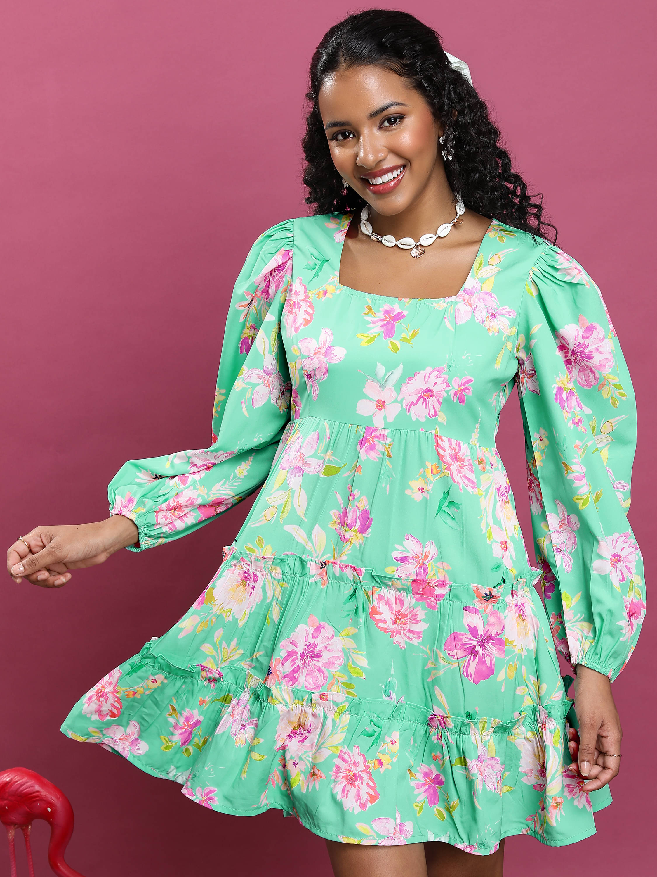     			Tokyo Talkies Women Polyester Printed A-line Dress ( Multi Color )