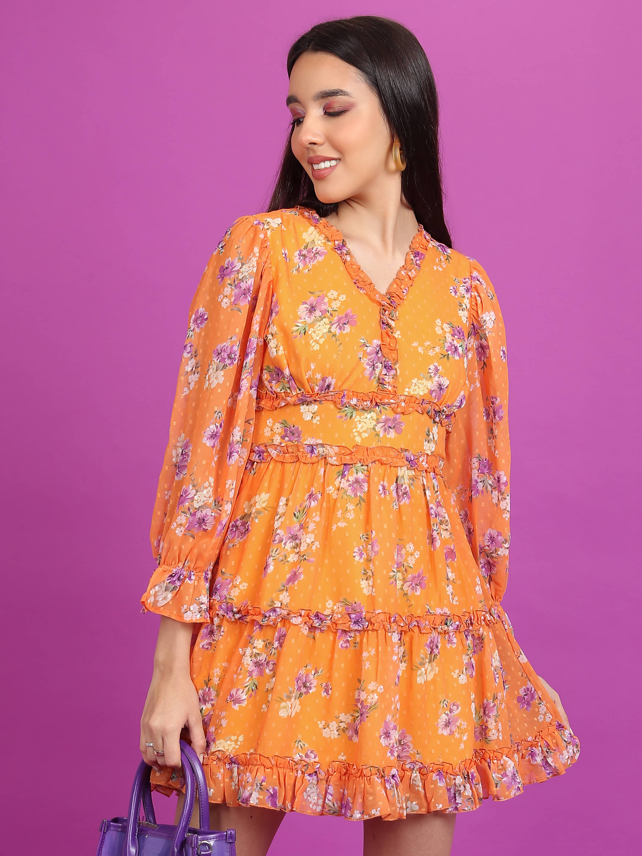     			Tokyo Talkies Women Polyester Printed A-line Dress ( Multi Color )