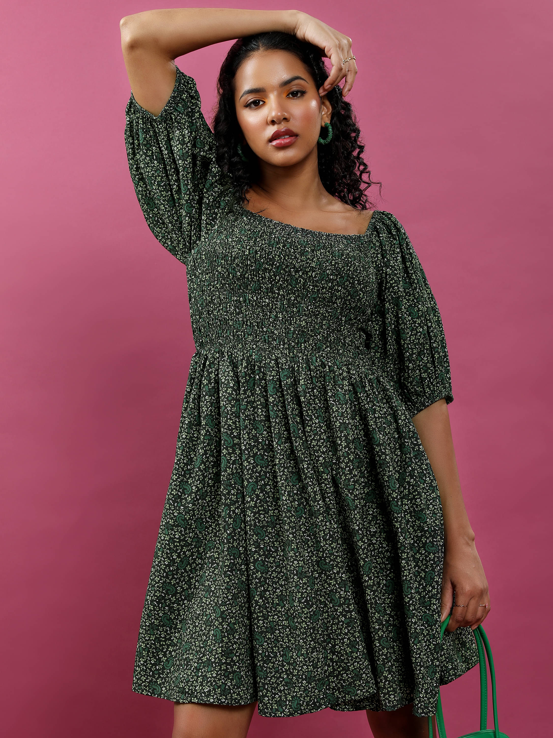     			Tokyo Talkies Women Polyester Printed Fit & Flare Dress ( Multi Color )
