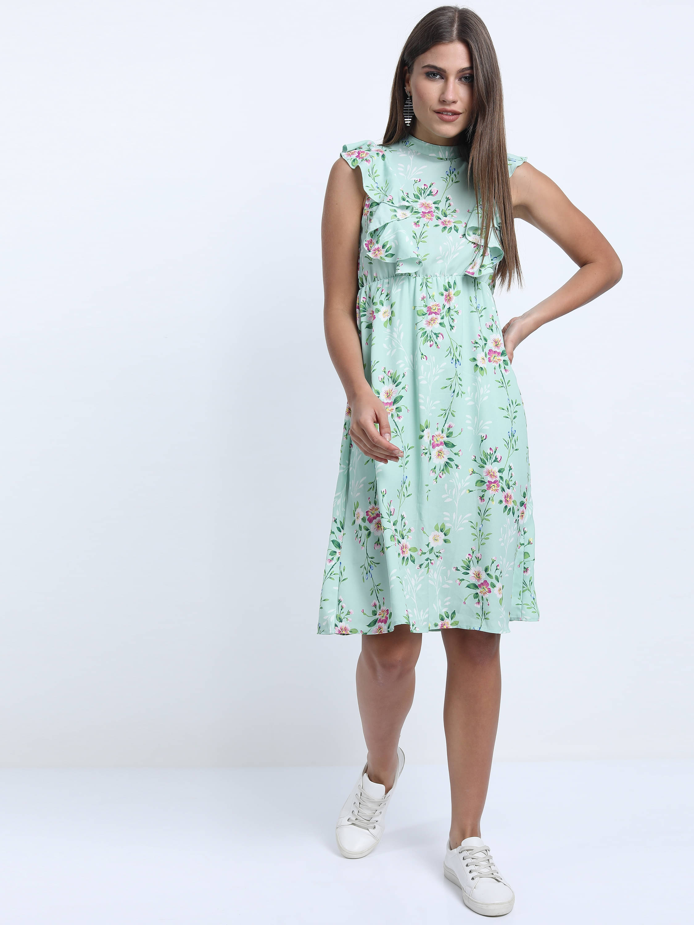     			Tokyo Talkies Women Polyester Printed A-line Dress ( Blue )