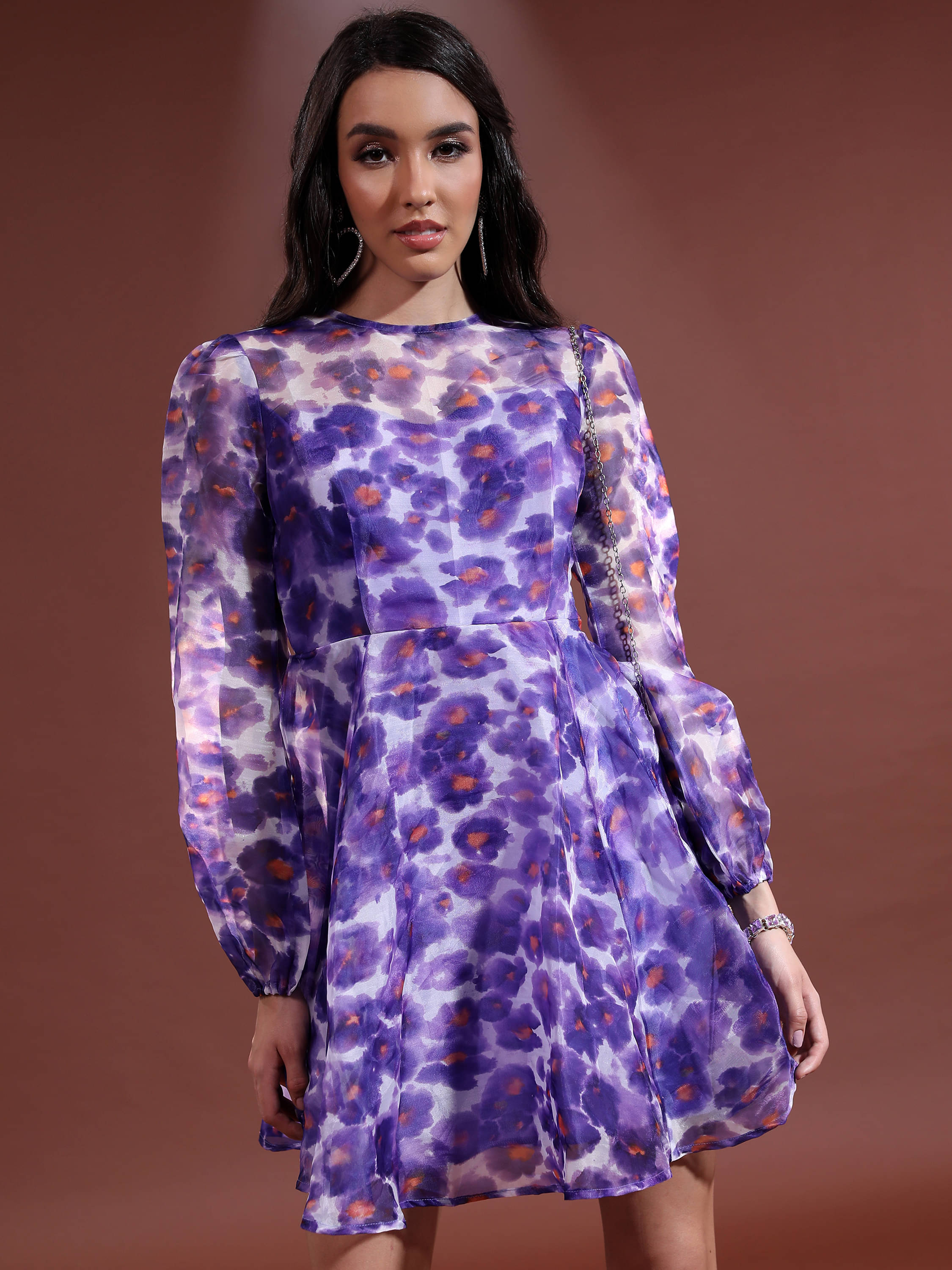    			Tokyo Talkies Women Polyester Printed Fit & Flare Dress ( Multi Color )