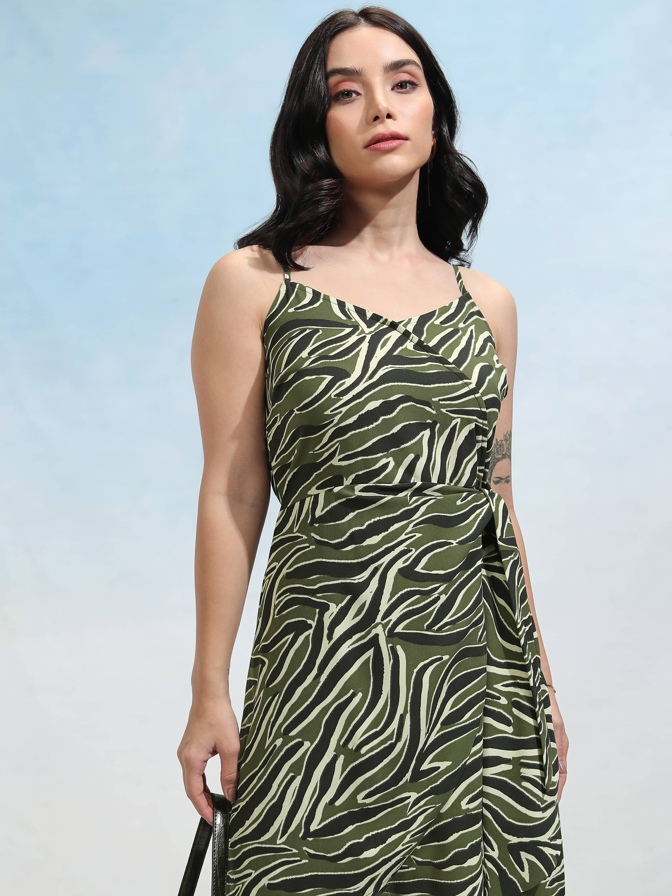 Tokyo Talkies Women Polyester Printed Wrap Dress ( Multi Color ) Tokyo Talkies Women Polyester Printed Wrap Dress ( Multi Color )