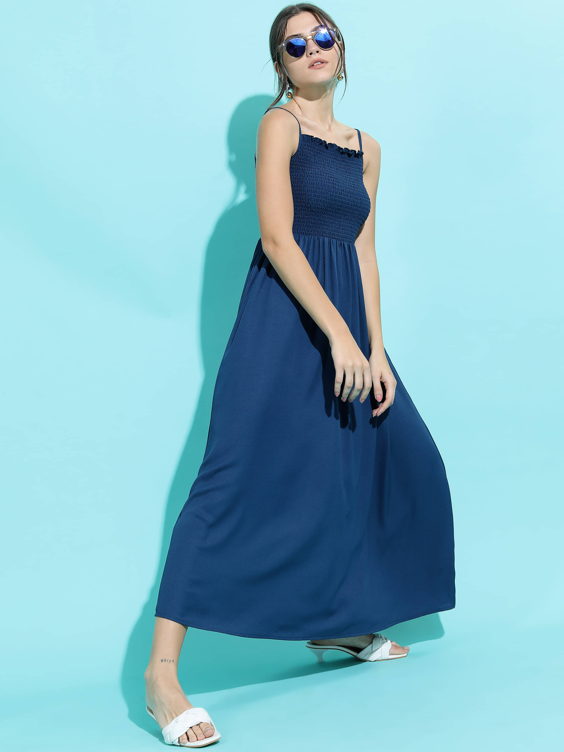     			Tokyo Talkies Women Polyester Solid Maxi ( Blue )
