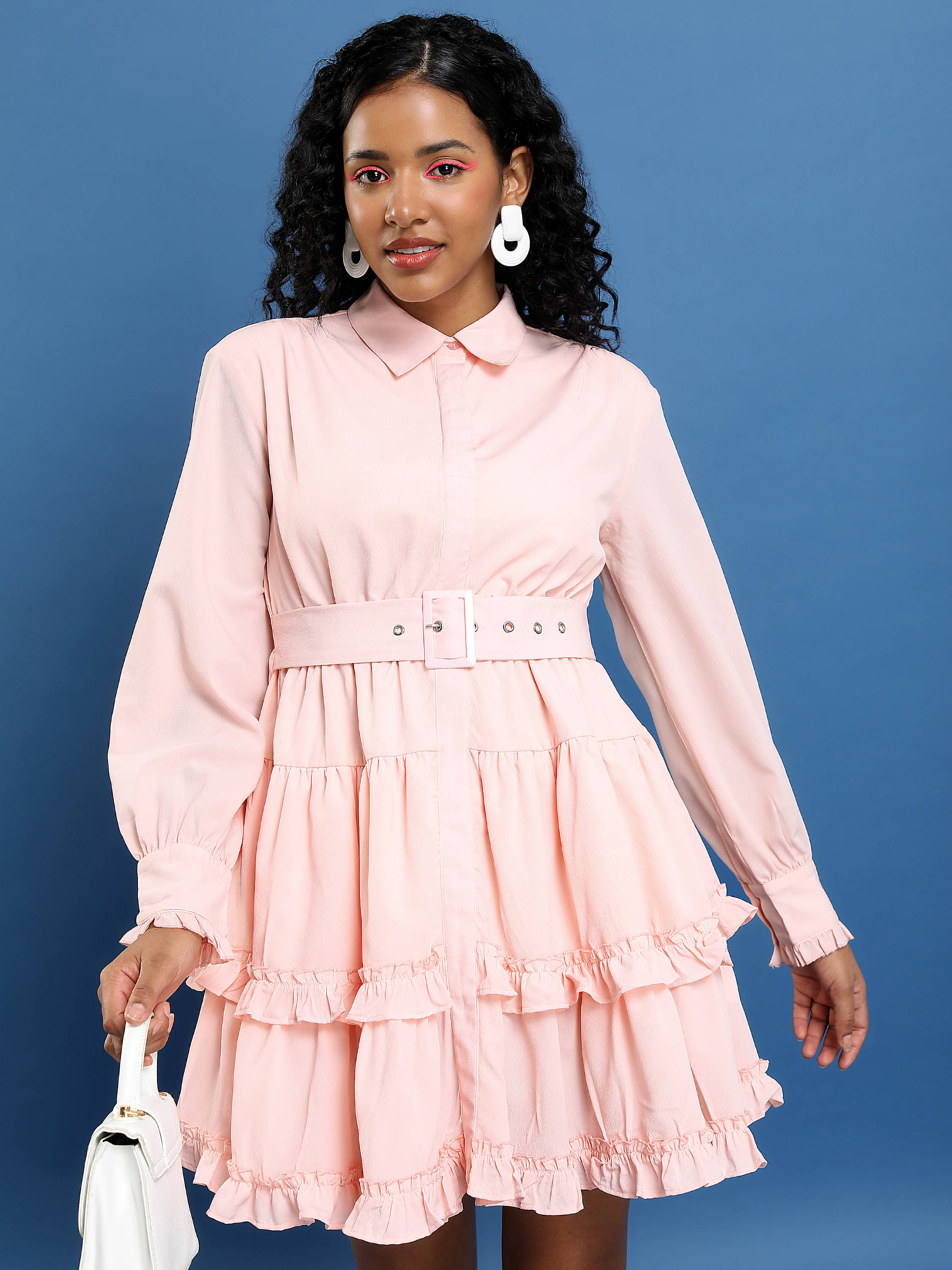     			Tokyo Talkies Women Polyester Solid Shirt Dress ( Pink )