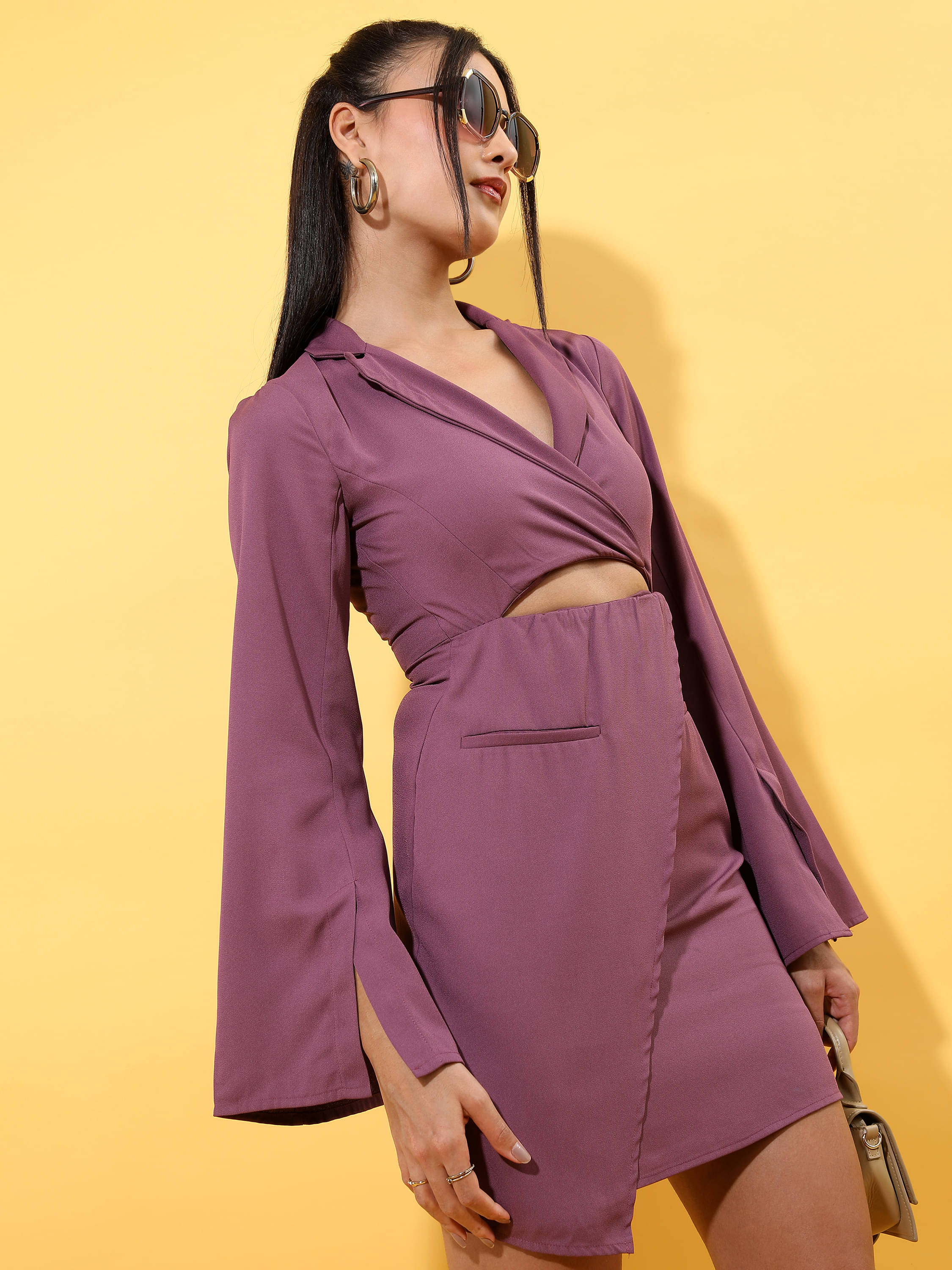     			Tokyo Talkies Women Polyester Solid Fit & Flare Dress ( Purple )