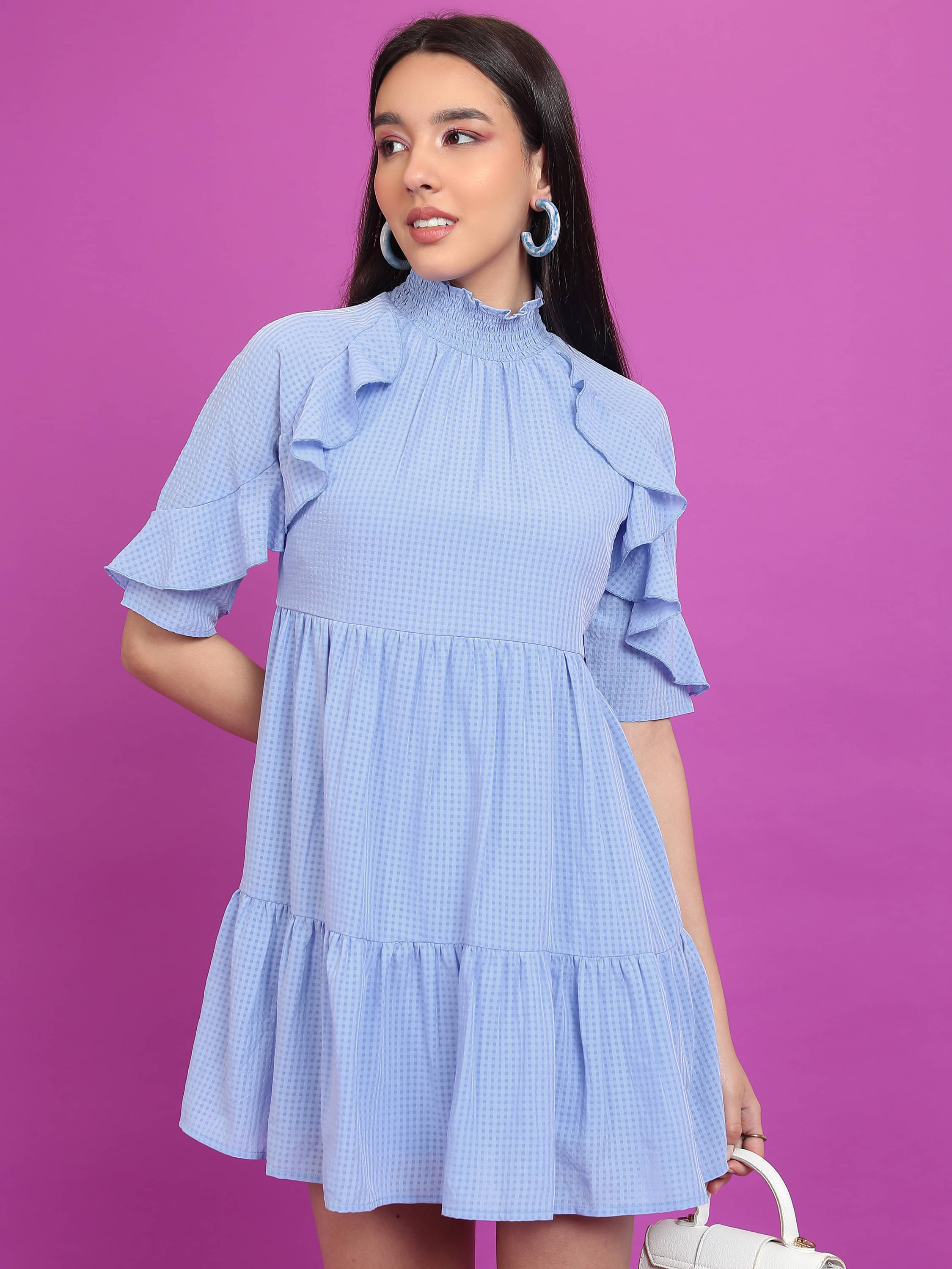     			Tokyo Talkies Women Polyester Solid A-line Dress ( Blue )