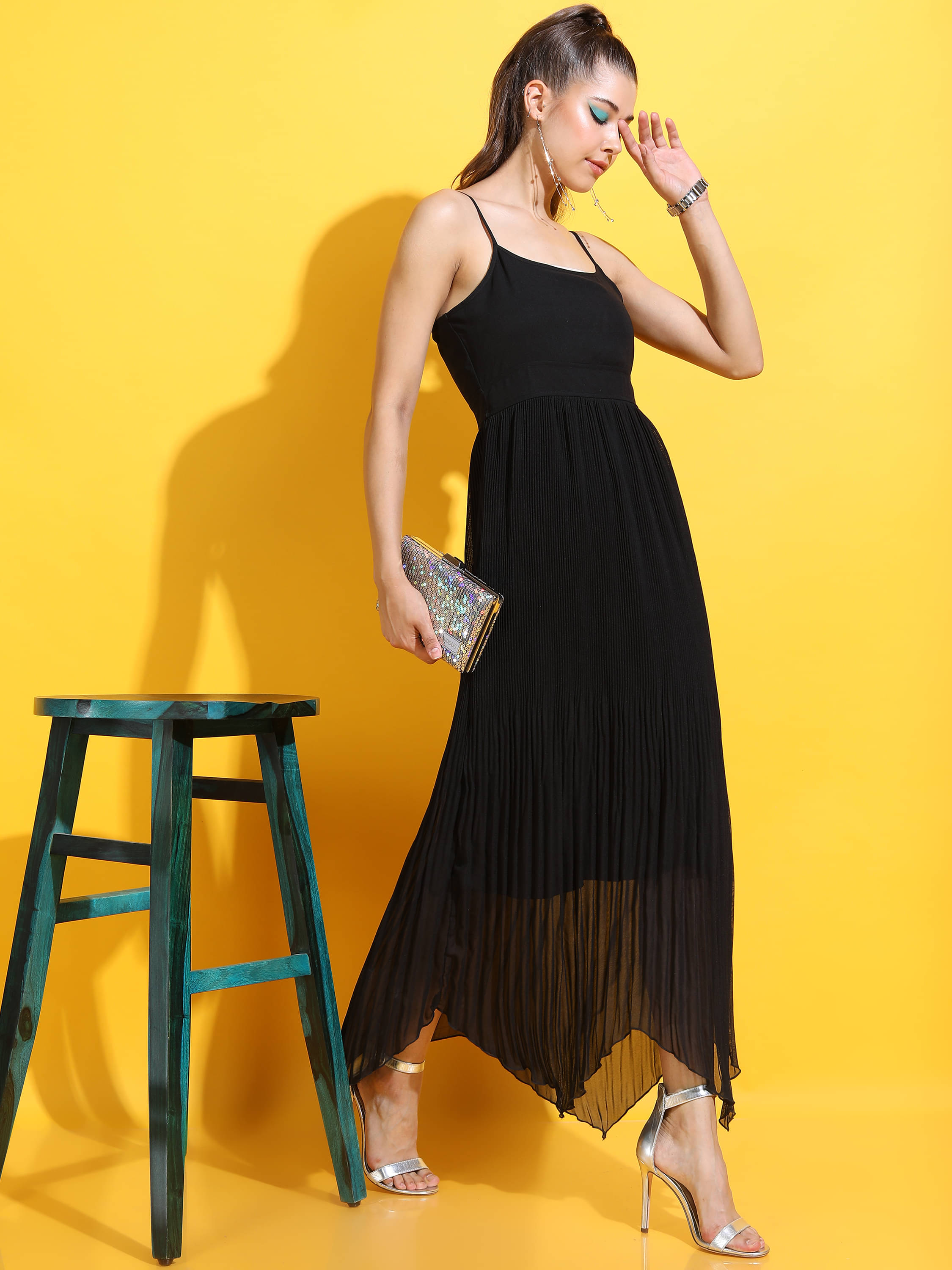     			Tokyo Talkies Women Polyester Solid Bodycon Dress ( Black )