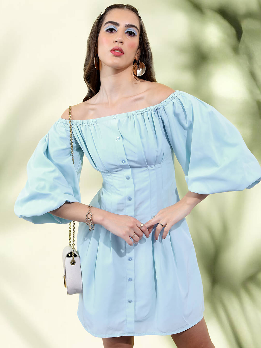     			Tokyo Talkies Women Polyester Solid Fit & Flare Dress ( Blue )